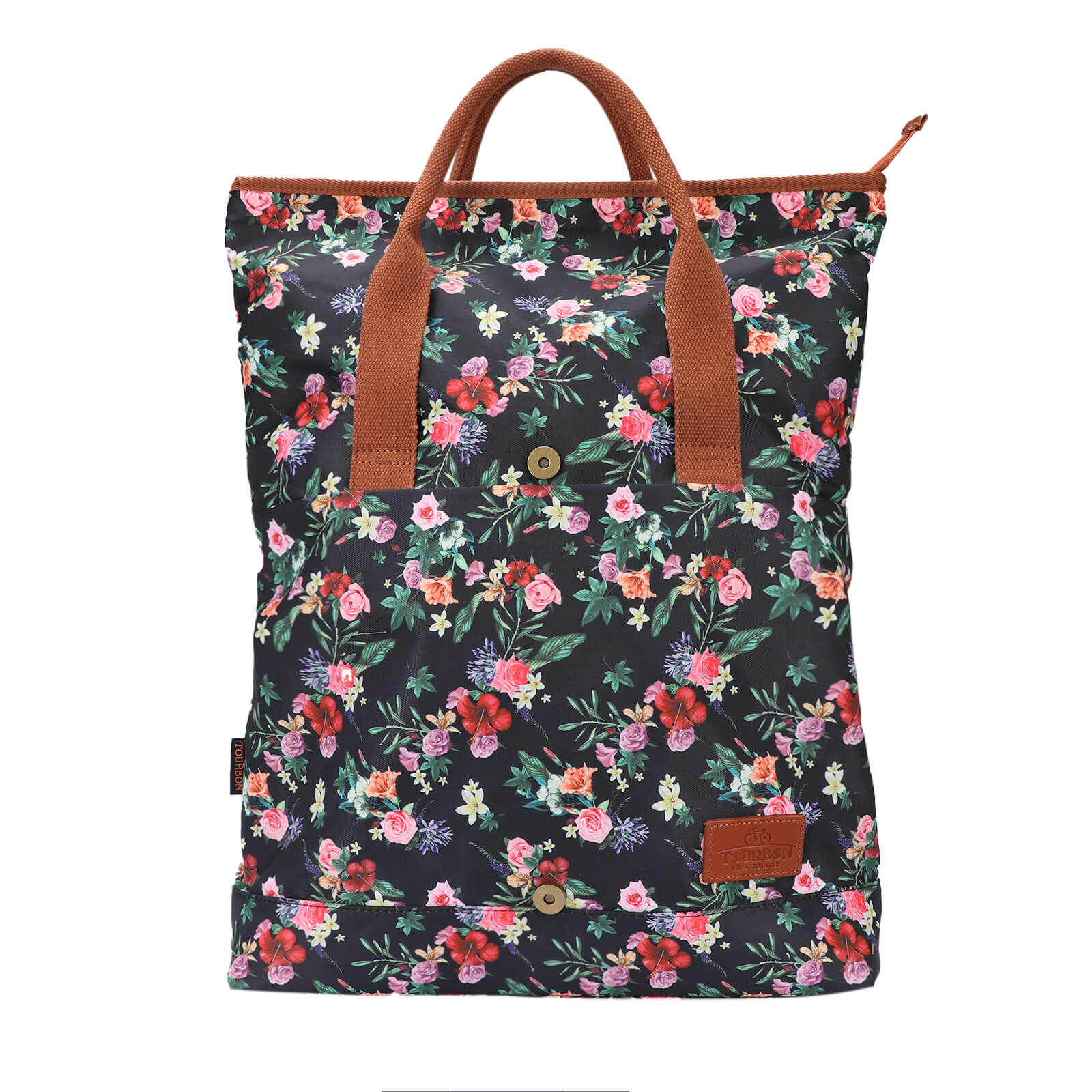 TOURBON Canvas and Leather Roll-top Clip-On Bicycle Panniers Women