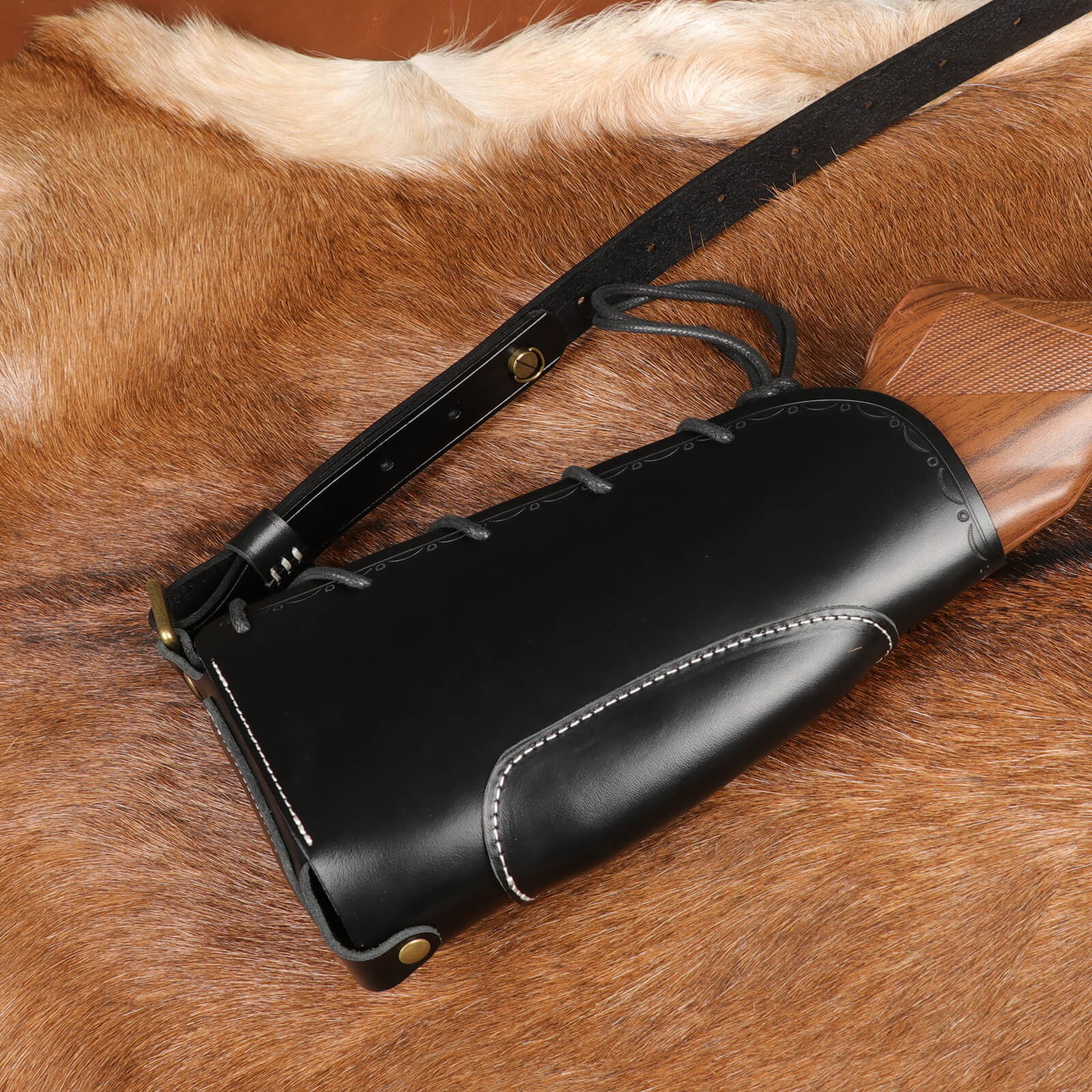 TOURBON Leather No Drill Cheek Rest Buttstock Recoil Pad