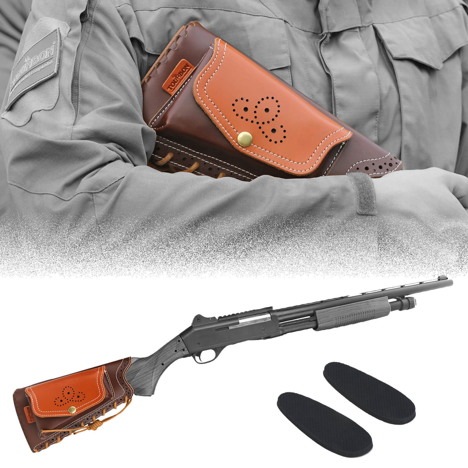 TOURBON Leather Recoil Pad Buttstock Cheek Rest