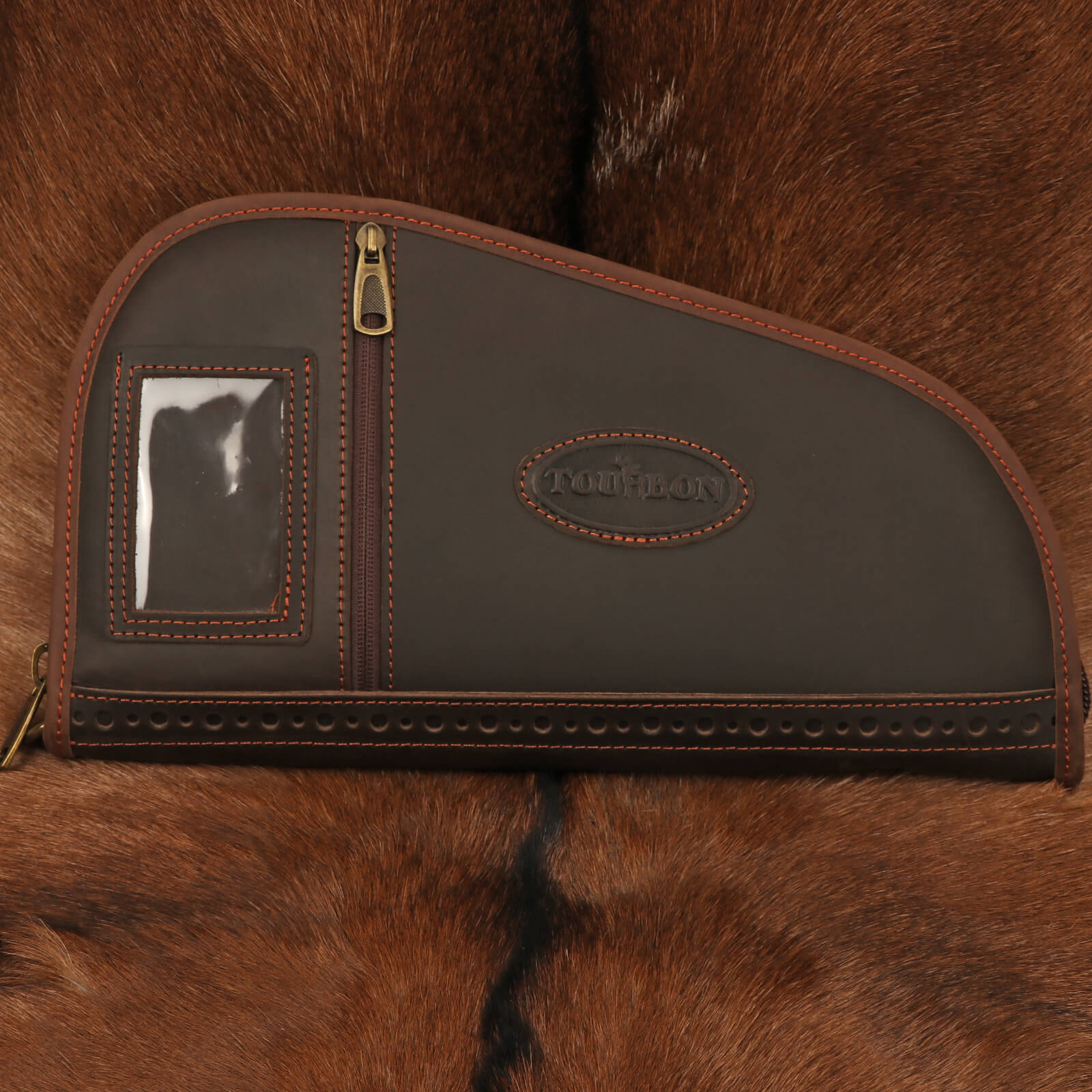 TOURBON Genuine Leather Hunting Bag Fleece Lined Brown