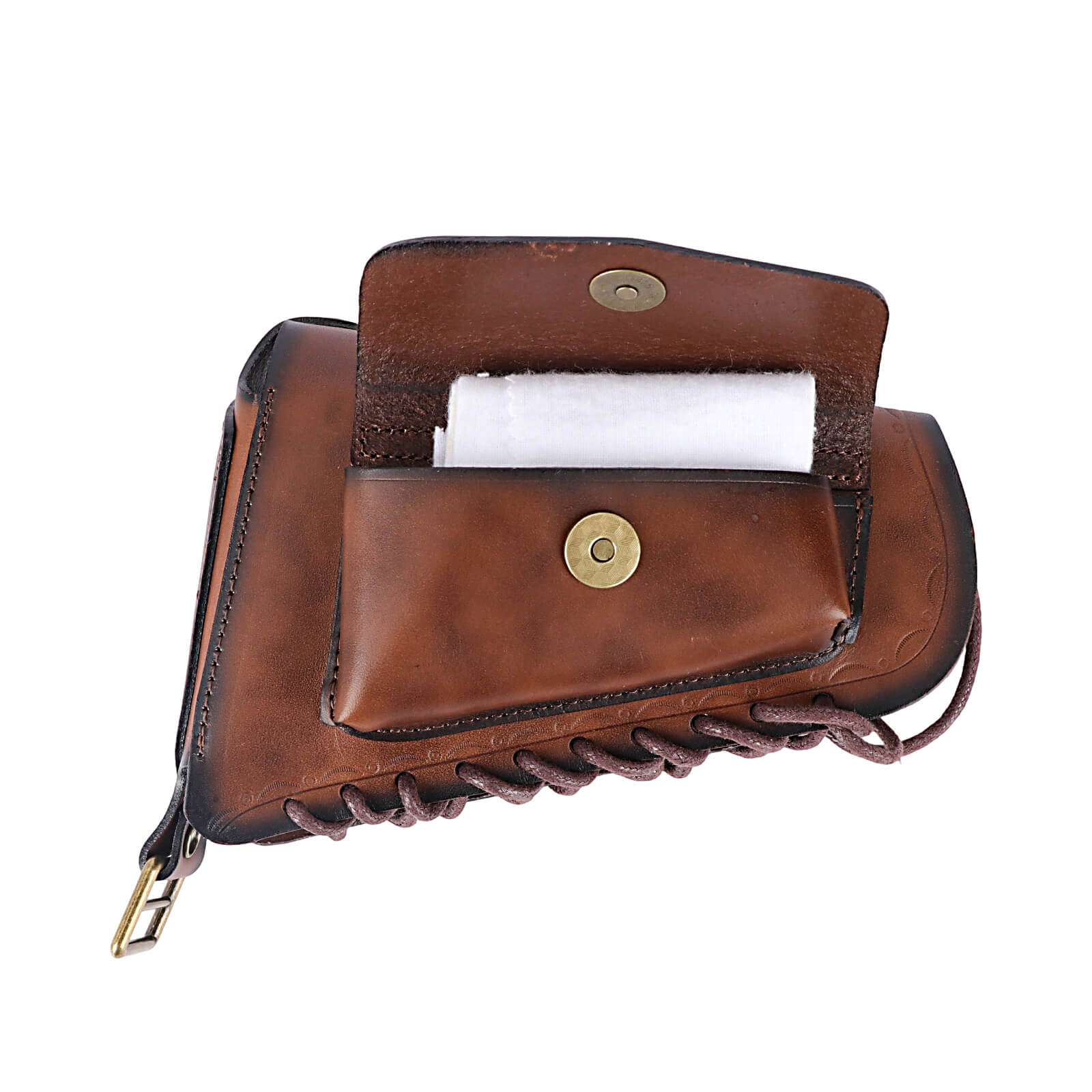 TOURBON Vintage Leather No Drill Cheek Rest with Pouch