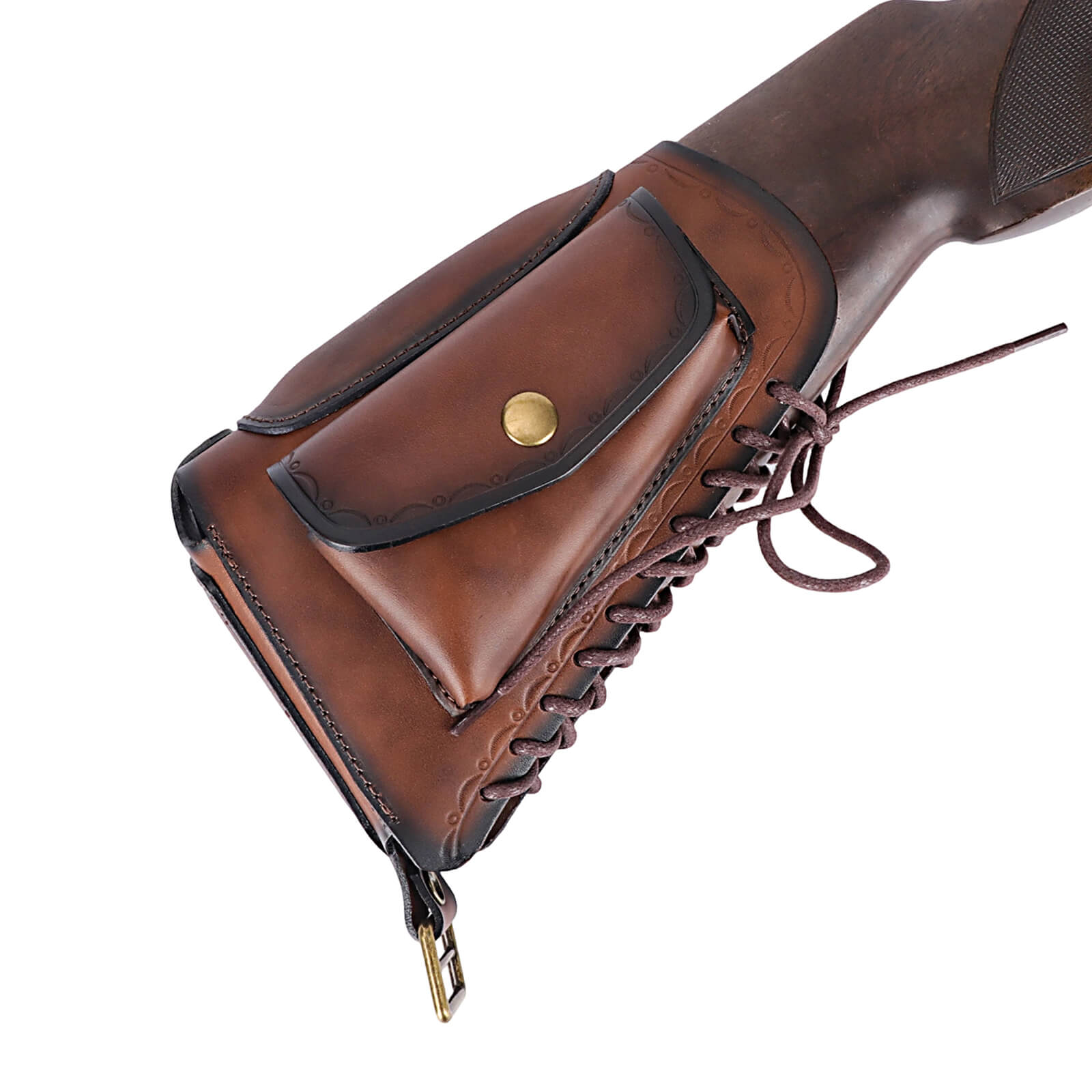 TOURBON Vintage Leather No Drill Cheek Rest with Pouch