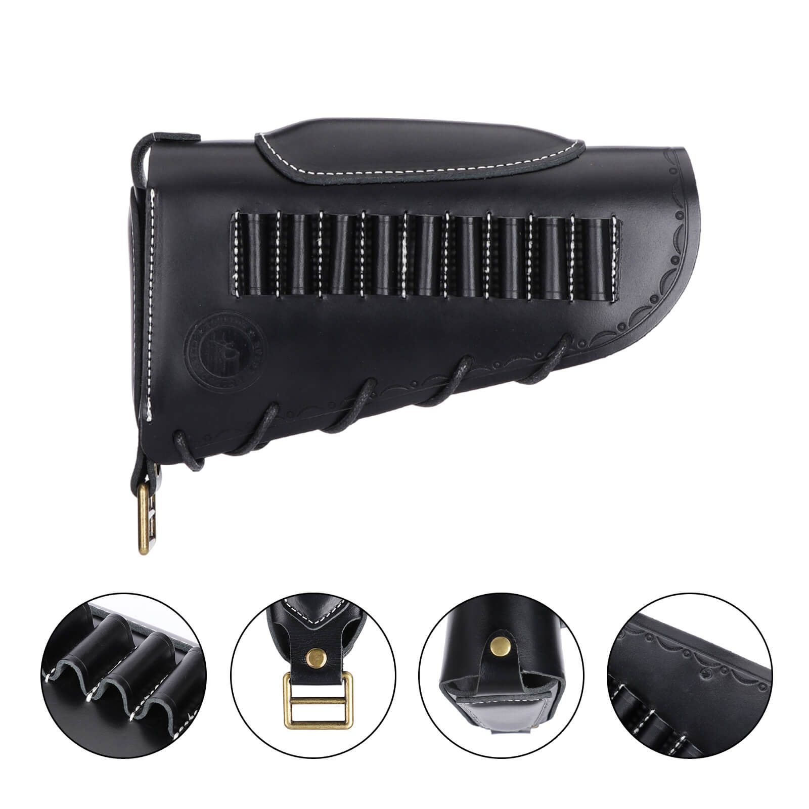 TOURBON Leather No Drill Cheek Rest Buttstock Recoil Pad