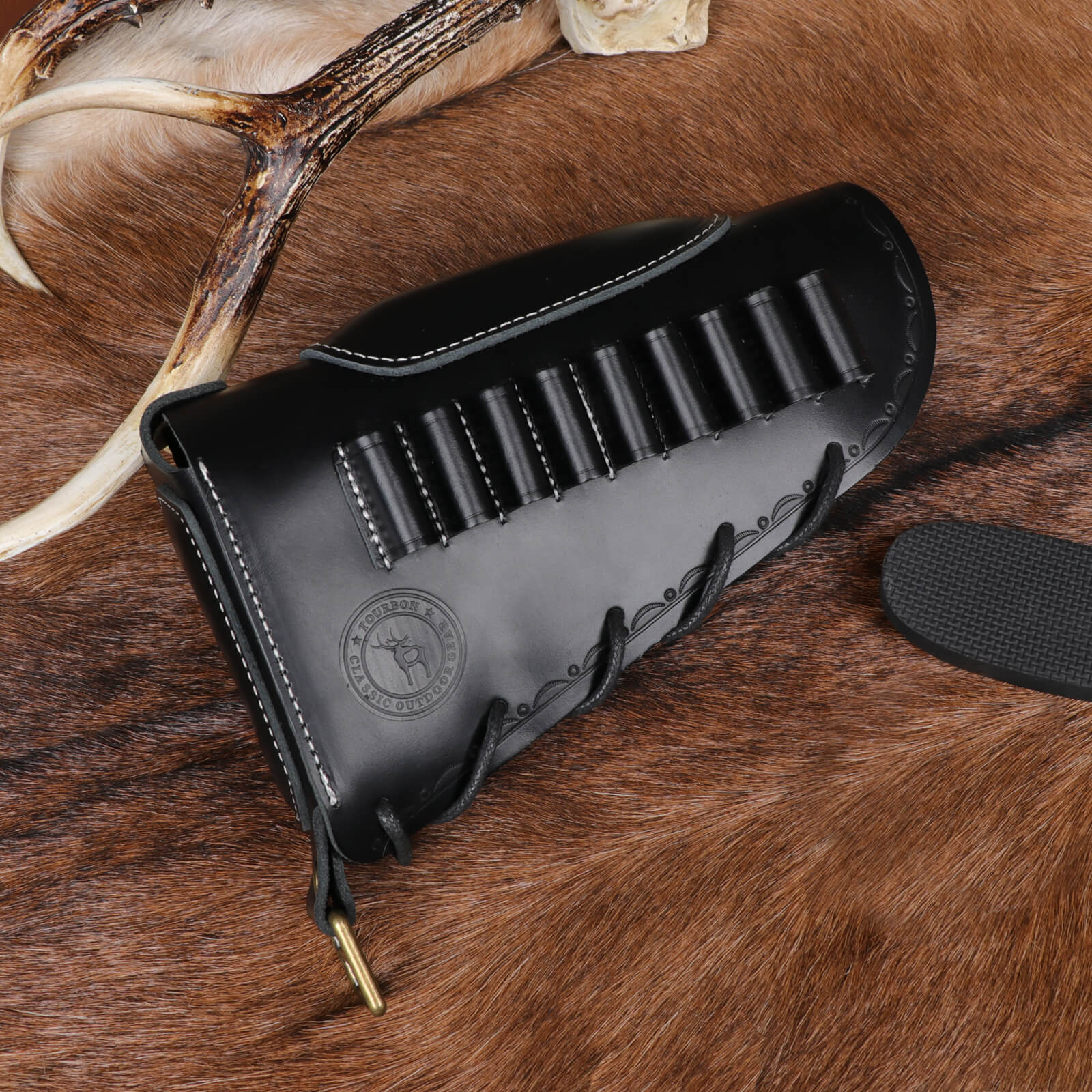 TOURBON Leather No Drill Cheek Rest Buttstock Recoil Pad
