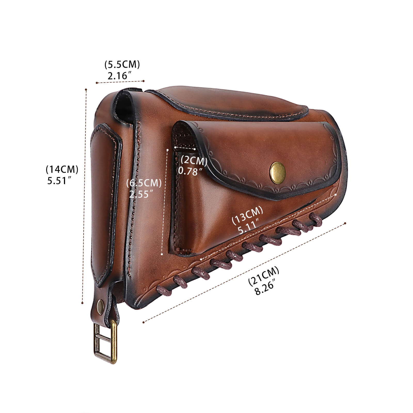 TOURBON Vintage Leather No Drill Cheek Rest with Pouch