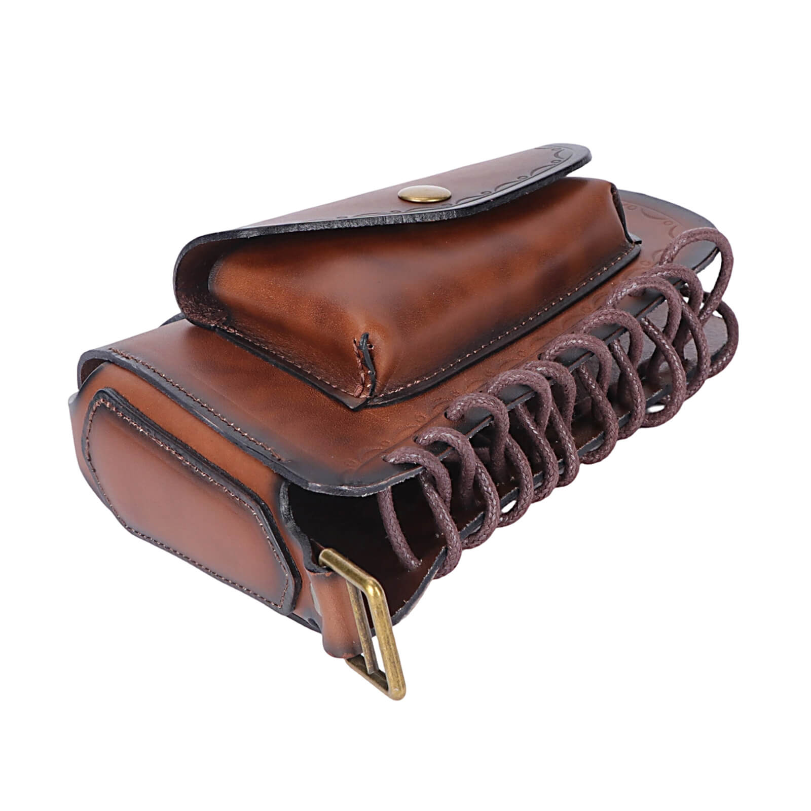 TOURBON Vintage Leather No Drill Cheek Rest with Pouch