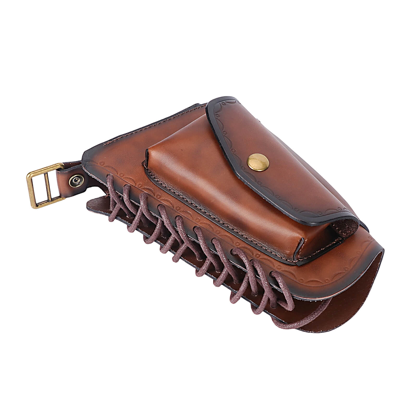 TOURBON Vintage Leather No Drill Cheek Rest with Pouch