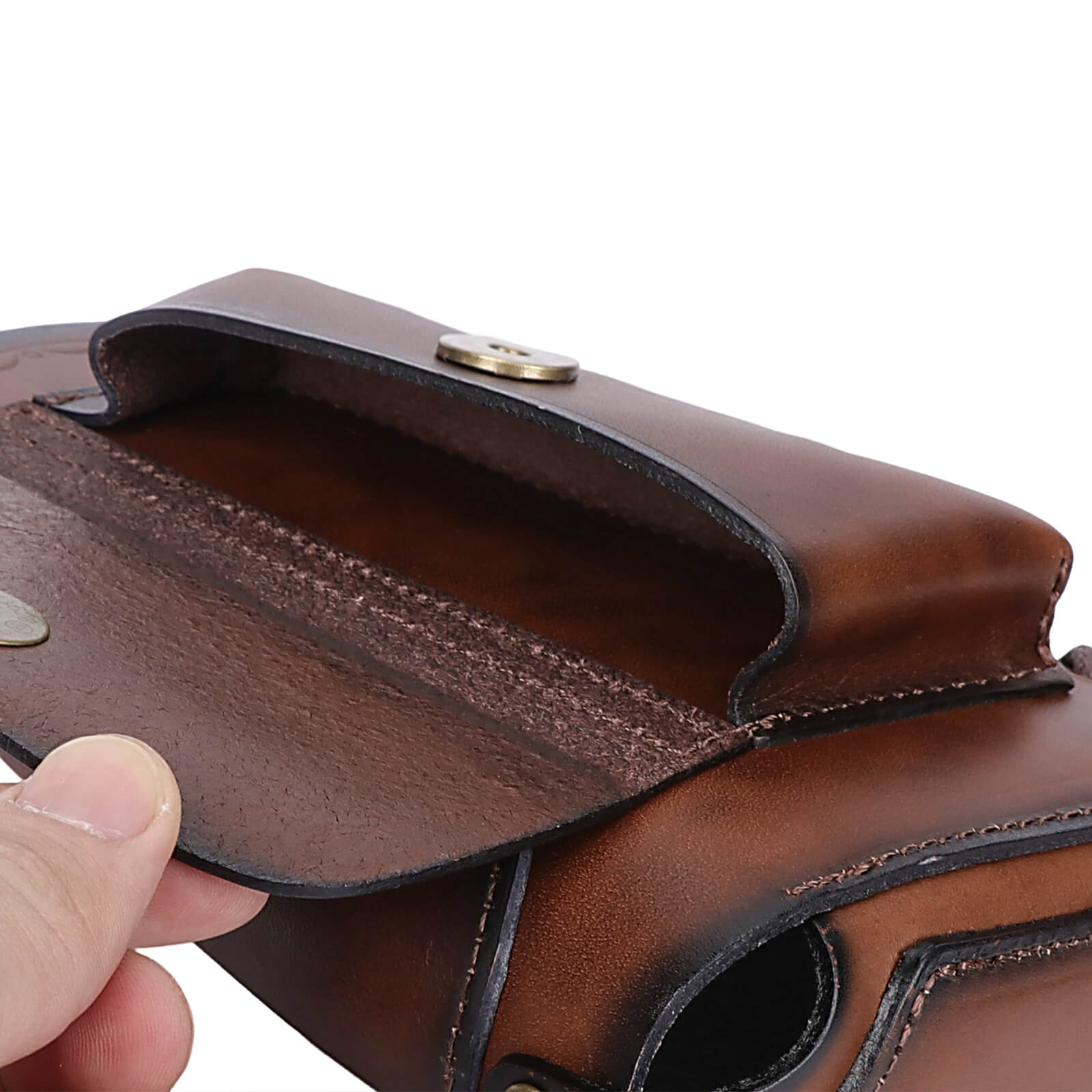 TOURBON Vintage Leather No Drill Cheek Rest with Pouch
