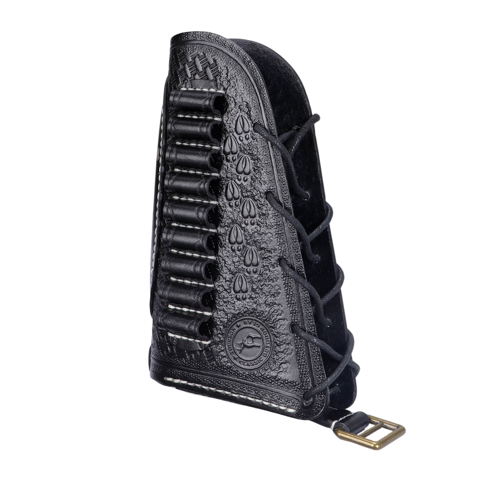 TOURBON Vintage Leather No Drill Cheek Rest Buttstock Protective Pouch for Right