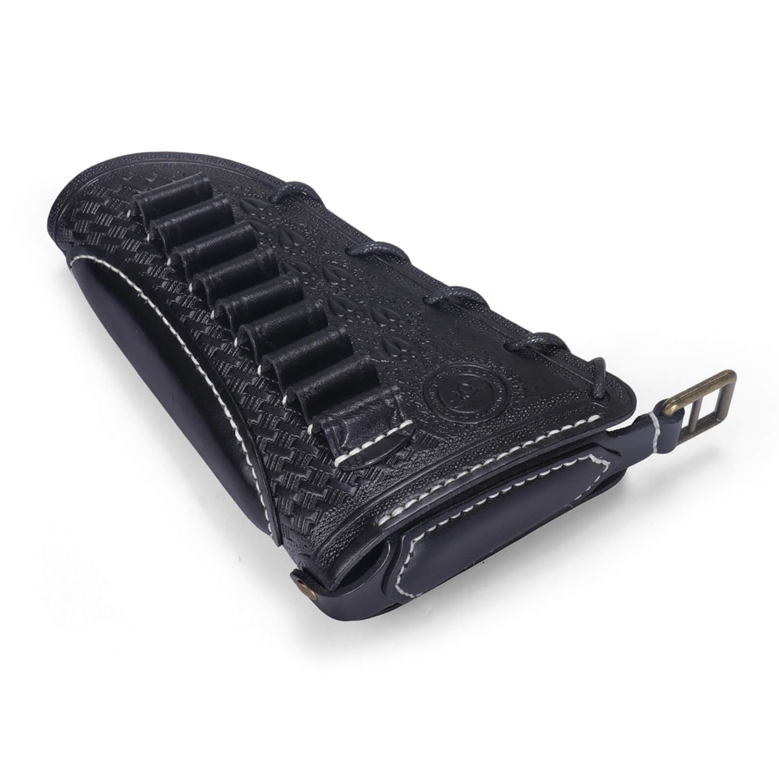 TOURBON Vintage Leather No Drill Cheek Rest Buttstock Protective Pouch for Right