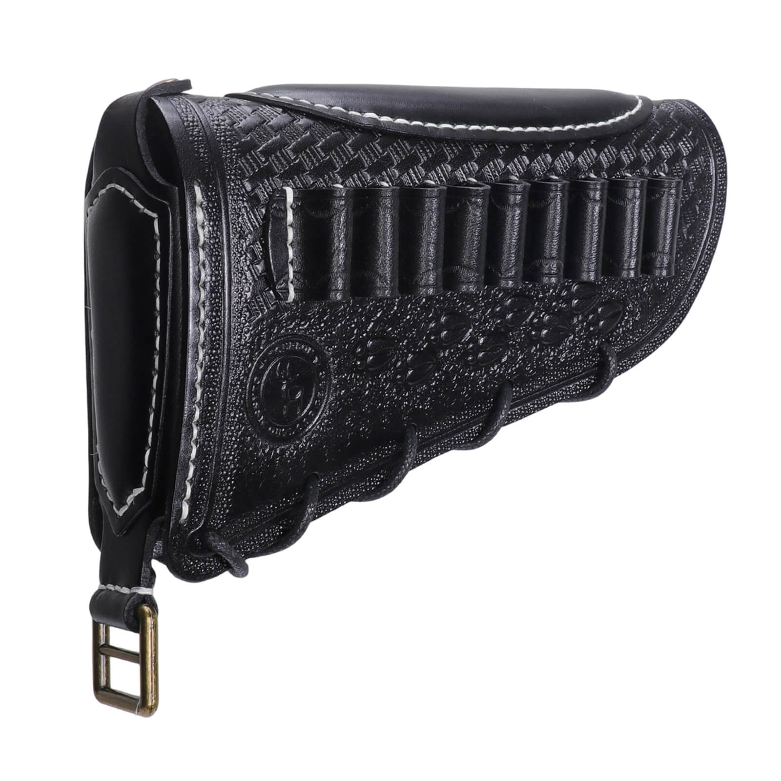 TOURBON Vintage Leather No Drill Cheek Rest Buttstock Protective Pouch for Right