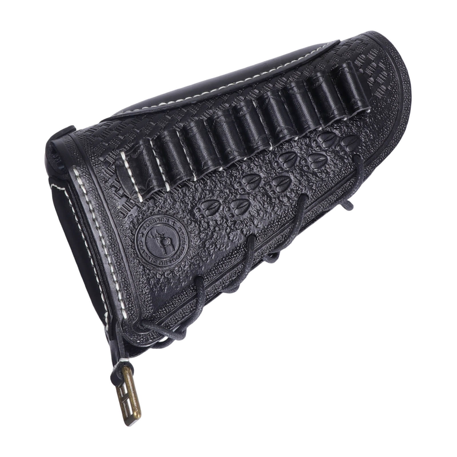 TOURBON Vintage Leather No Drill Cheek Rest Buttstock Protective Pouch for Right
