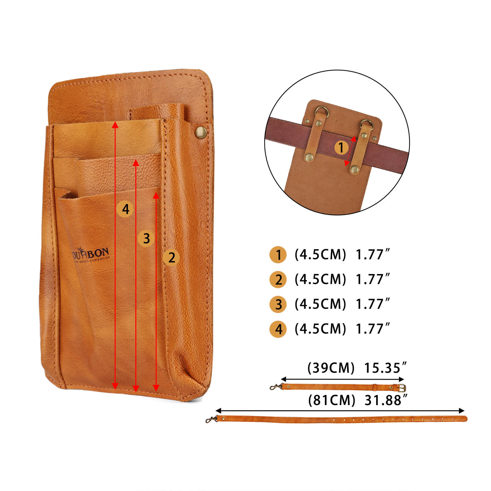 Tourbon Leather Florist Tool Waist Pouch Belt Garden Shoulder Crossbody Tools Bag