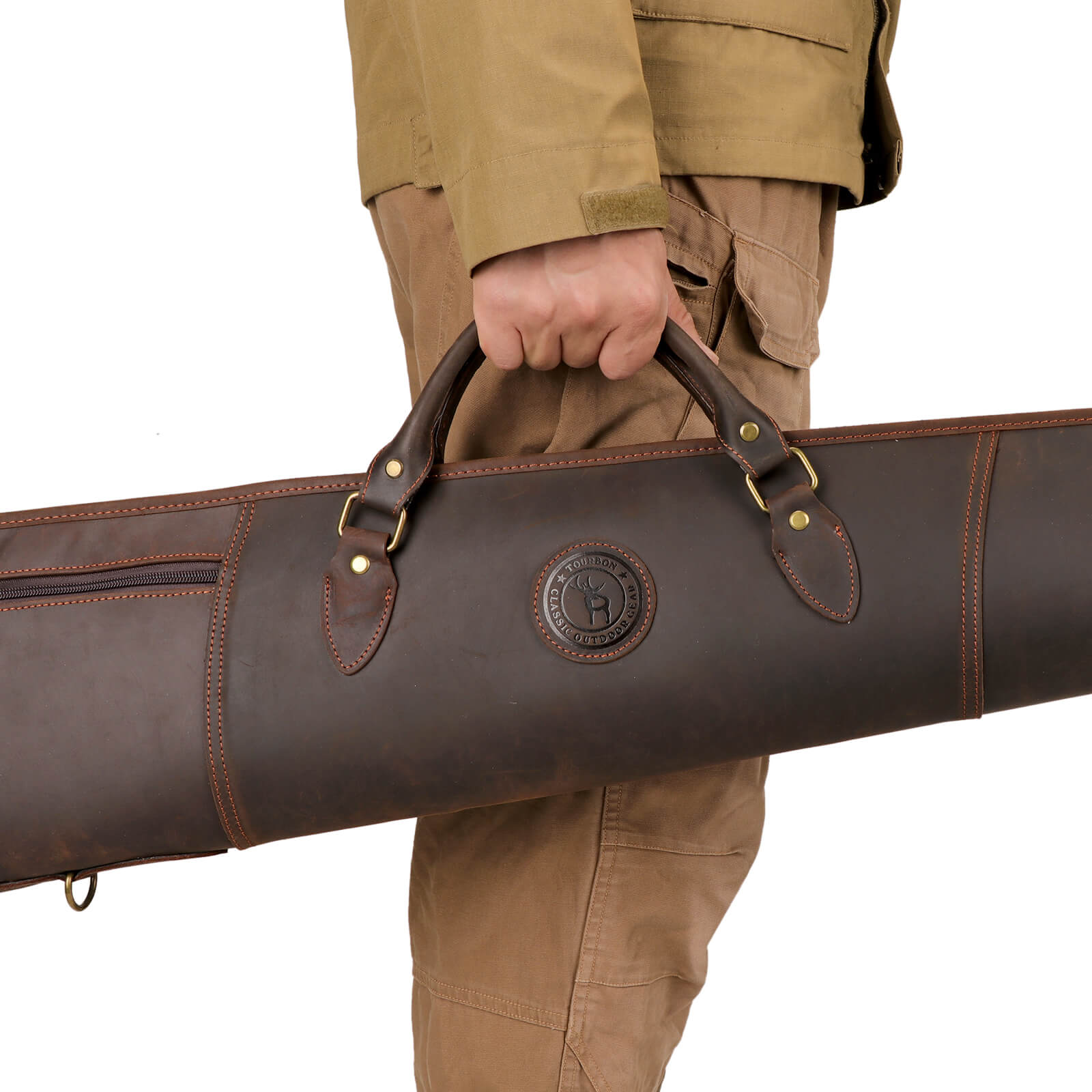TOURBON Vintage Genuine Leather Hunting Bag