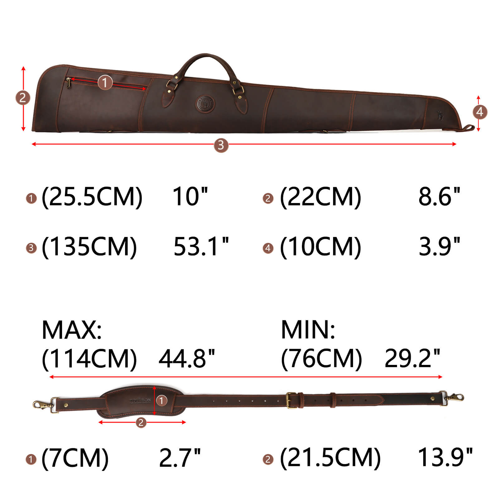 TOURBON Vintage Genuine Leather Hunting Bag