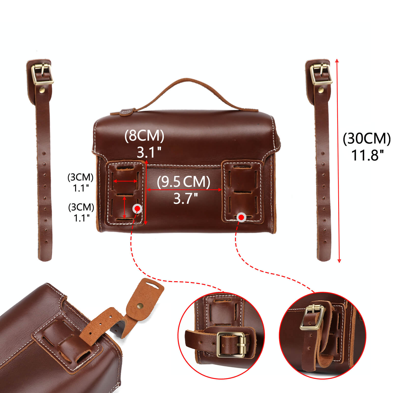 TOURBON Leather Bike Handlebar Bag Motorcycle Saddle Bags