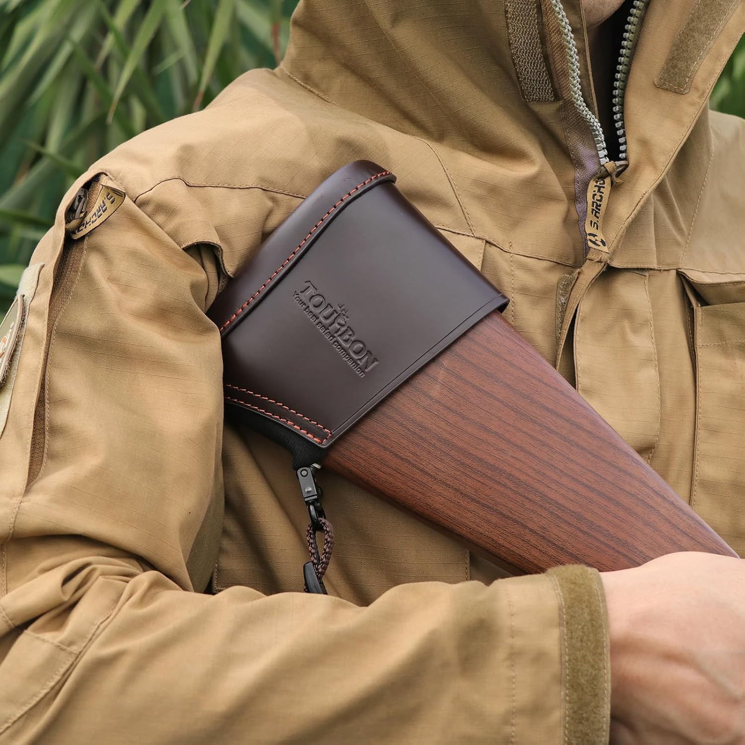 TOURBON Genuine Leather Buttstock Extension Slip on Recoil pad