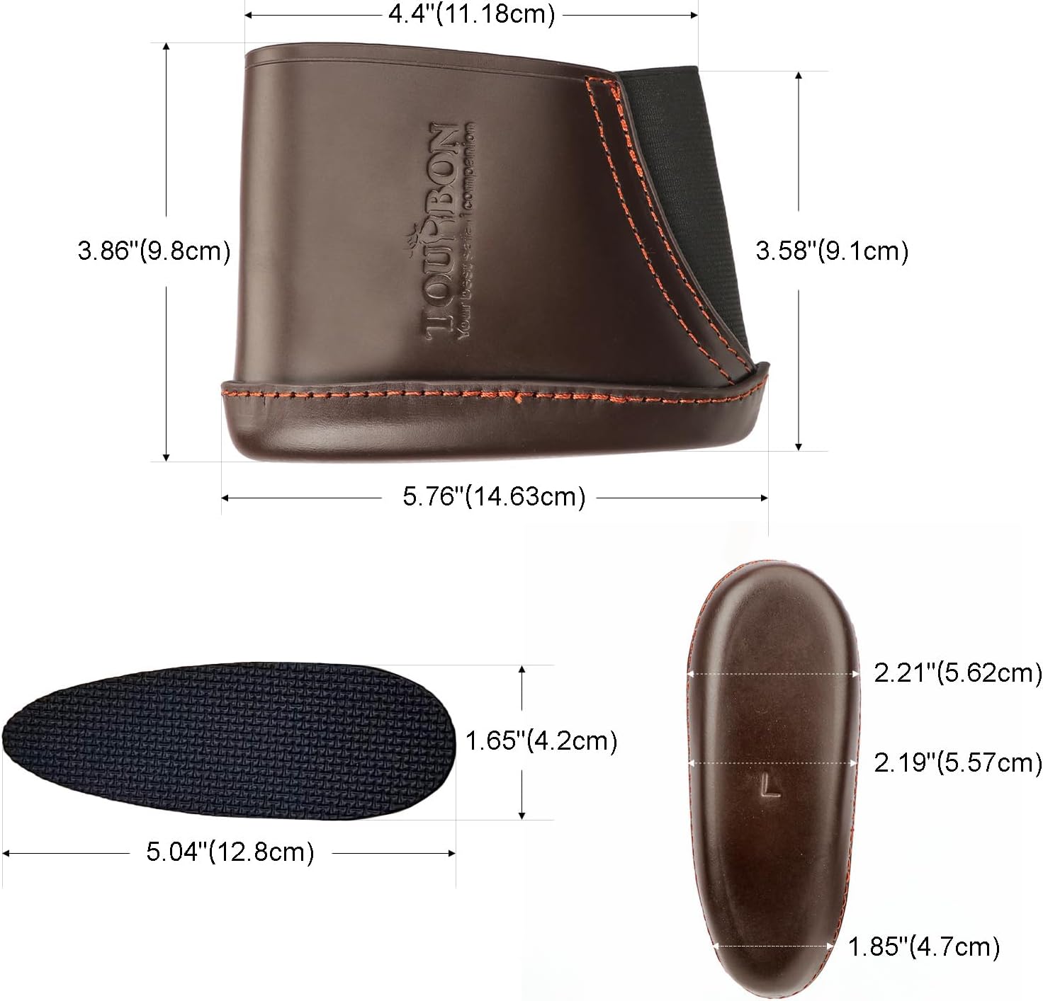 TOURBON Genuine Leather Buttstock Extension Slip on Recoil pad