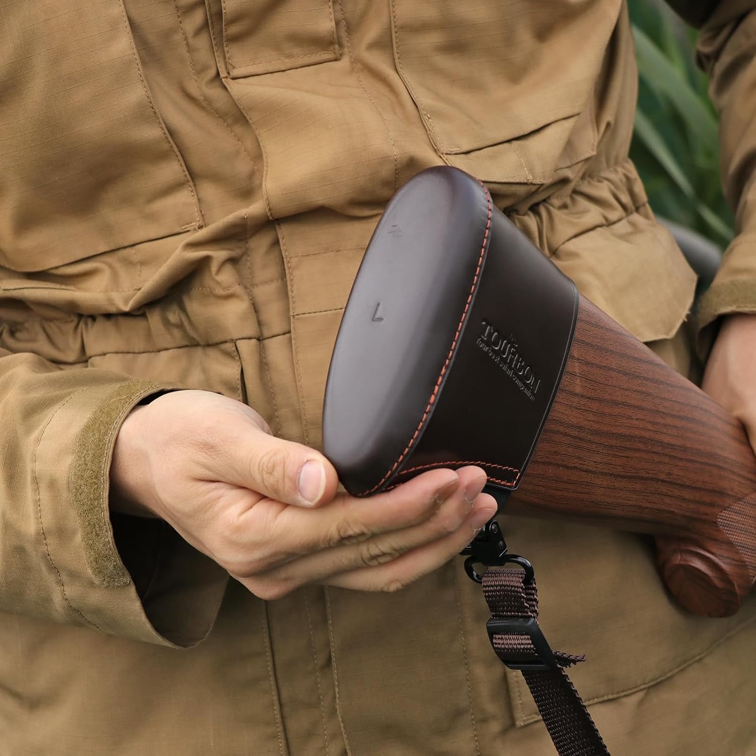 TOURBON Genuine Leather Buttstock Extension Slip on Recoil pad