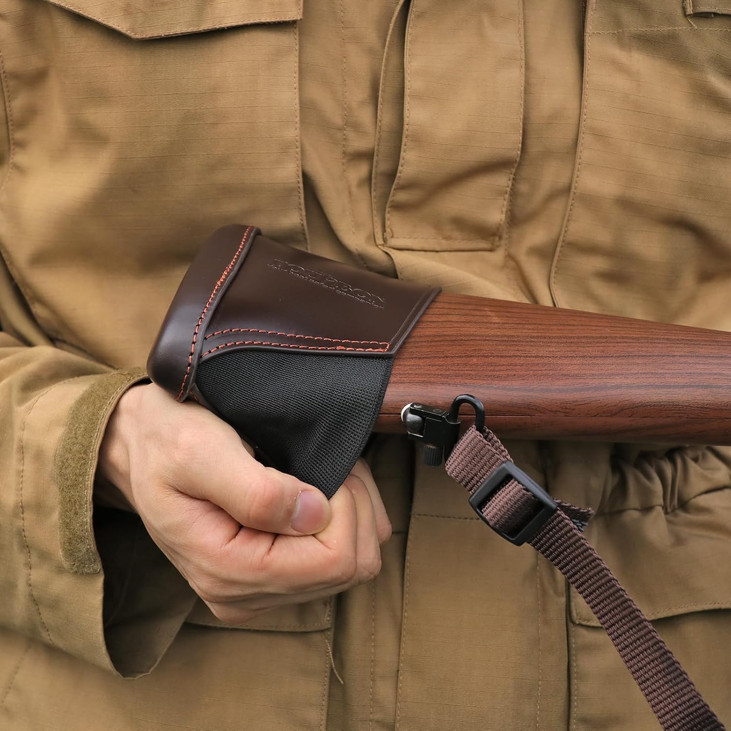 TOURBON Genuine Leather Buttstock Extension Slip on Recoil pad