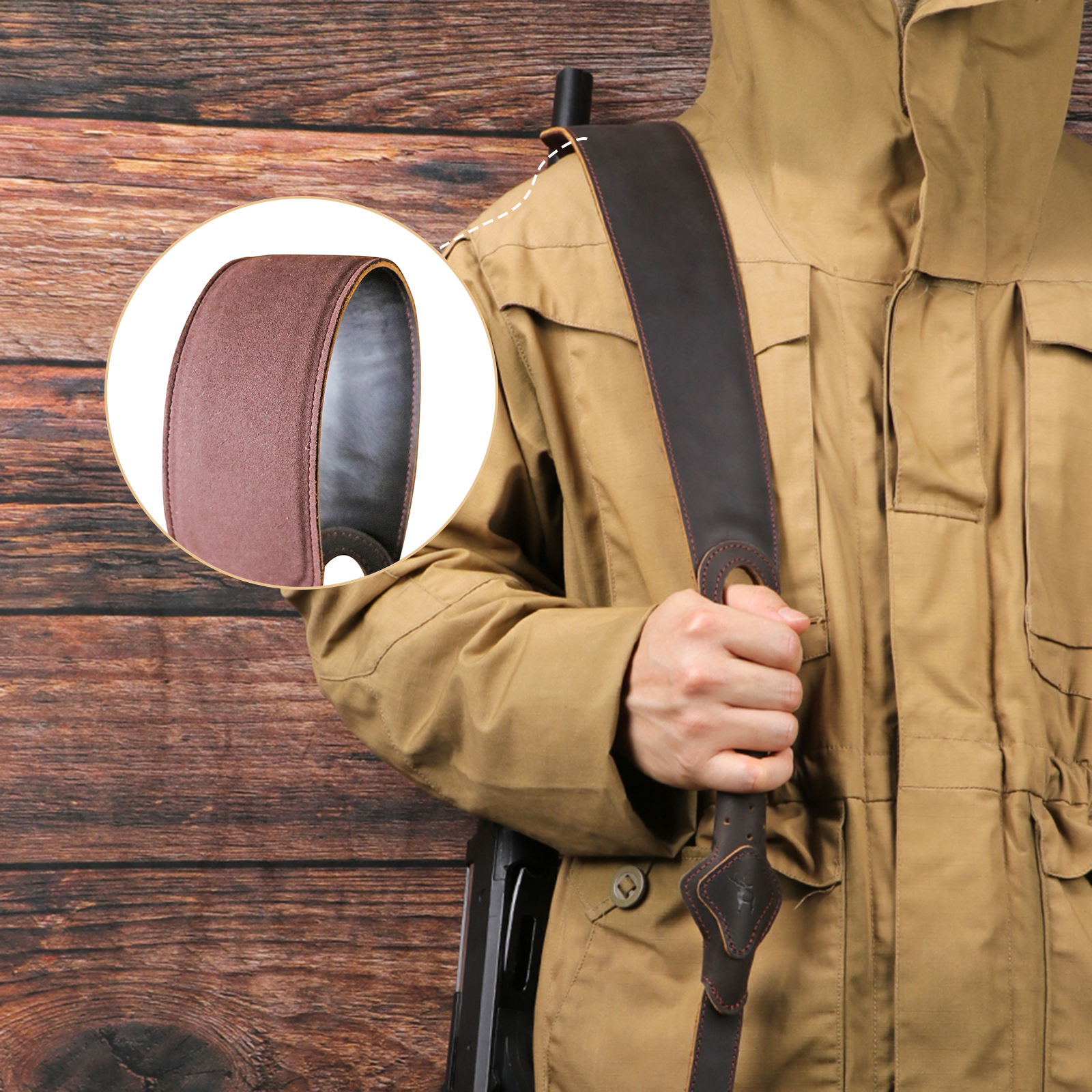 TOURBON Leather Adjustable Hunting Sling for 12GA