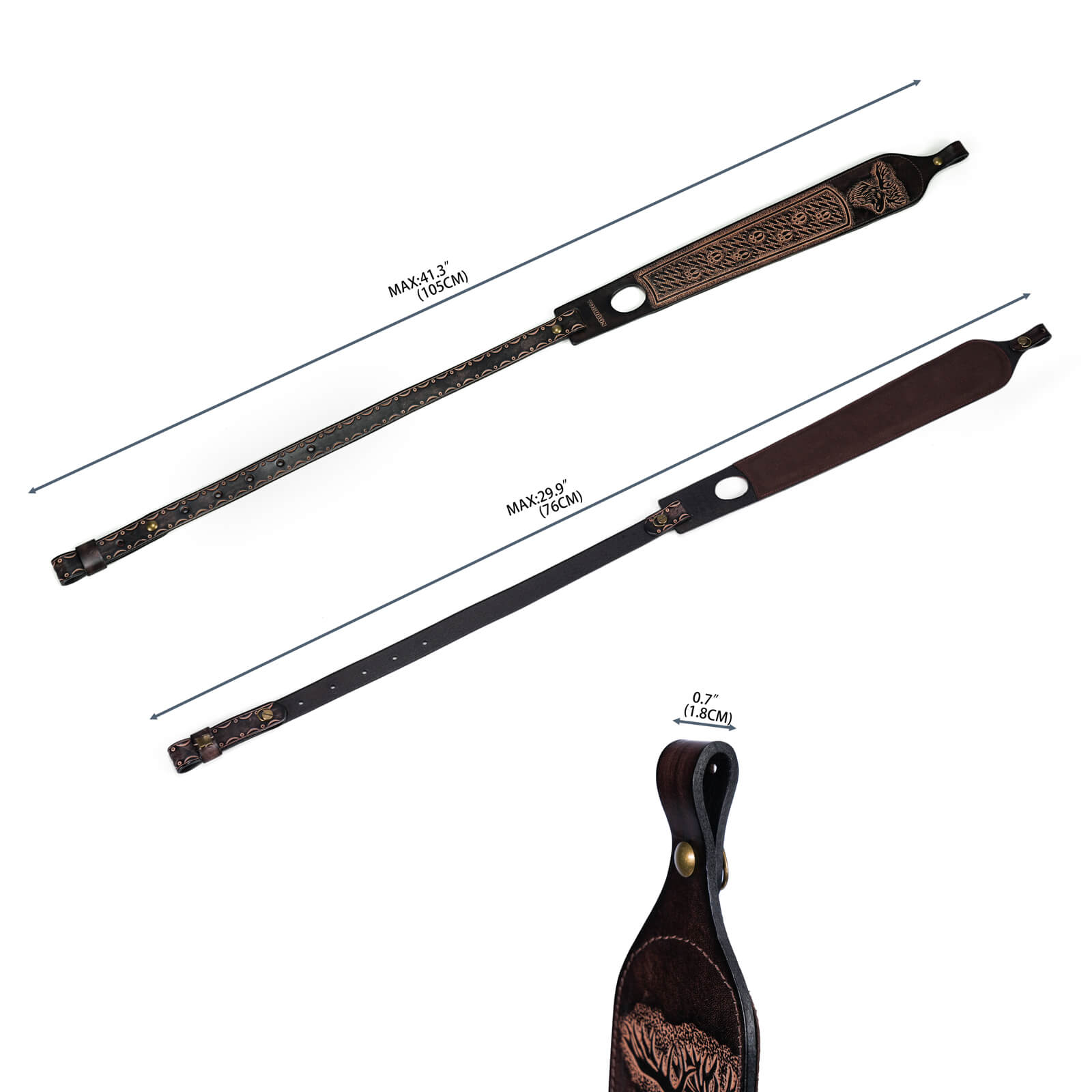 TOURBON Hunting Deluxe Vintage Leather Sling with Swivels