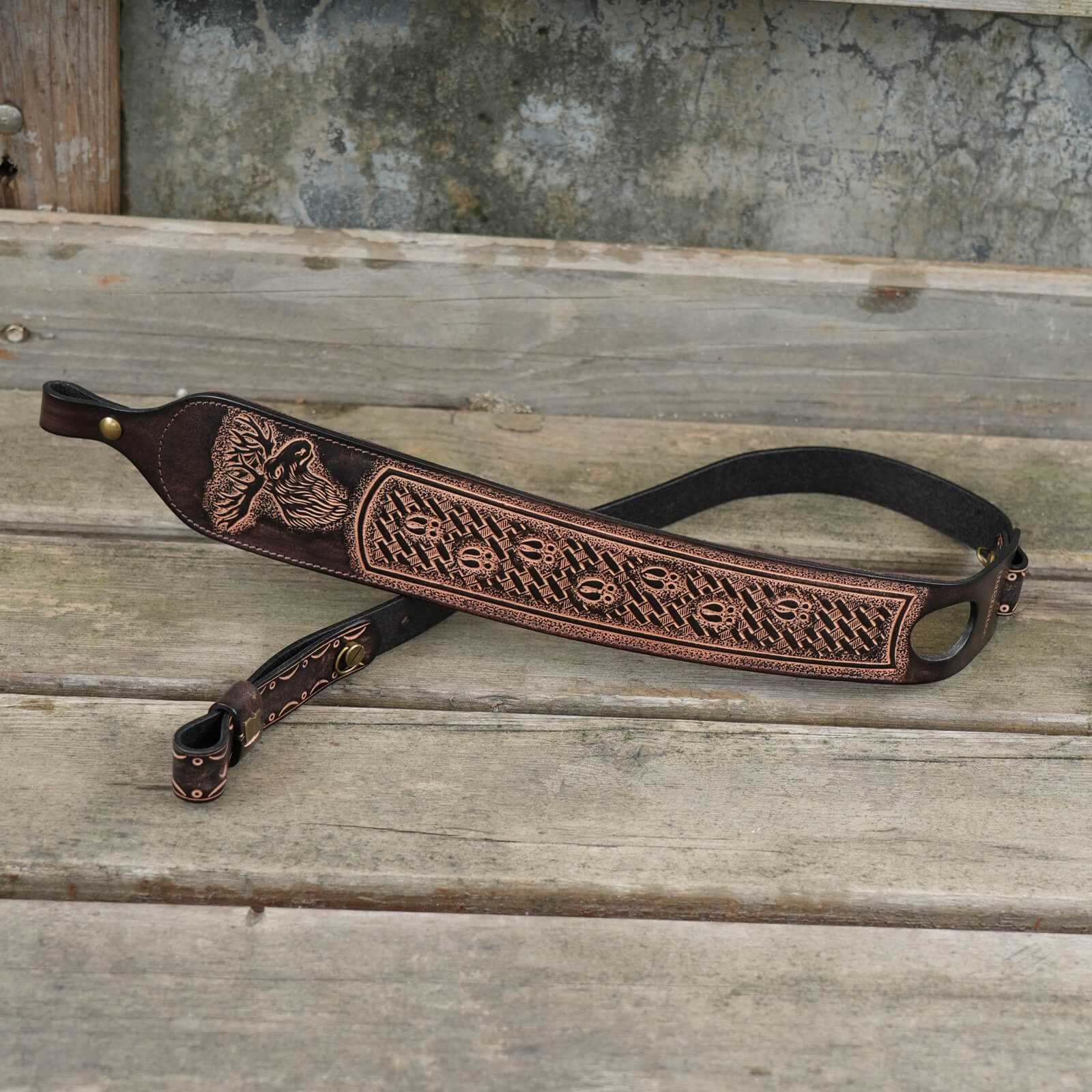 TOURBON Hunting Deluxe Vintage Leather Sling with Swivels