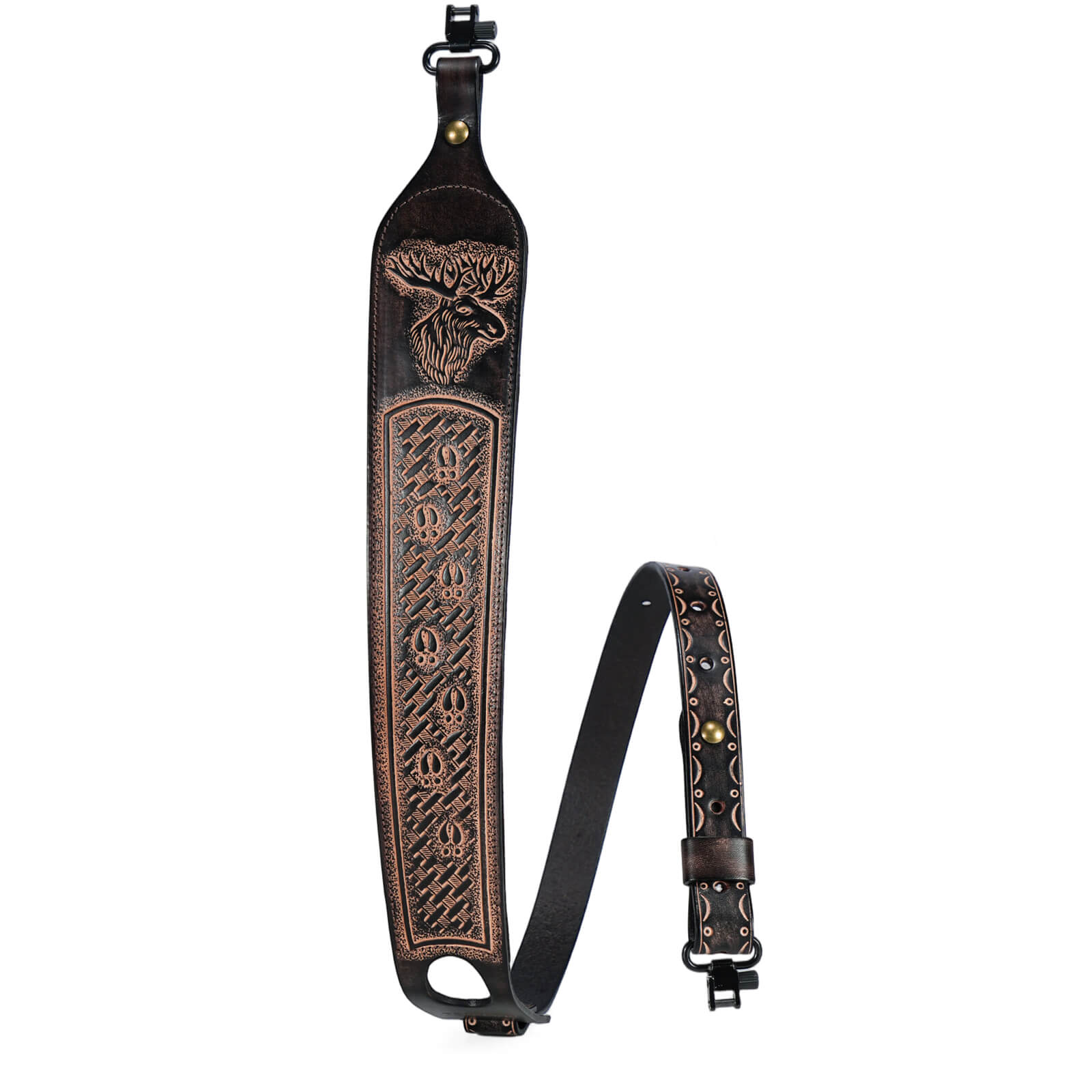 TOURBON Hunting Deluxe Vintage Leather Sling with Swivels