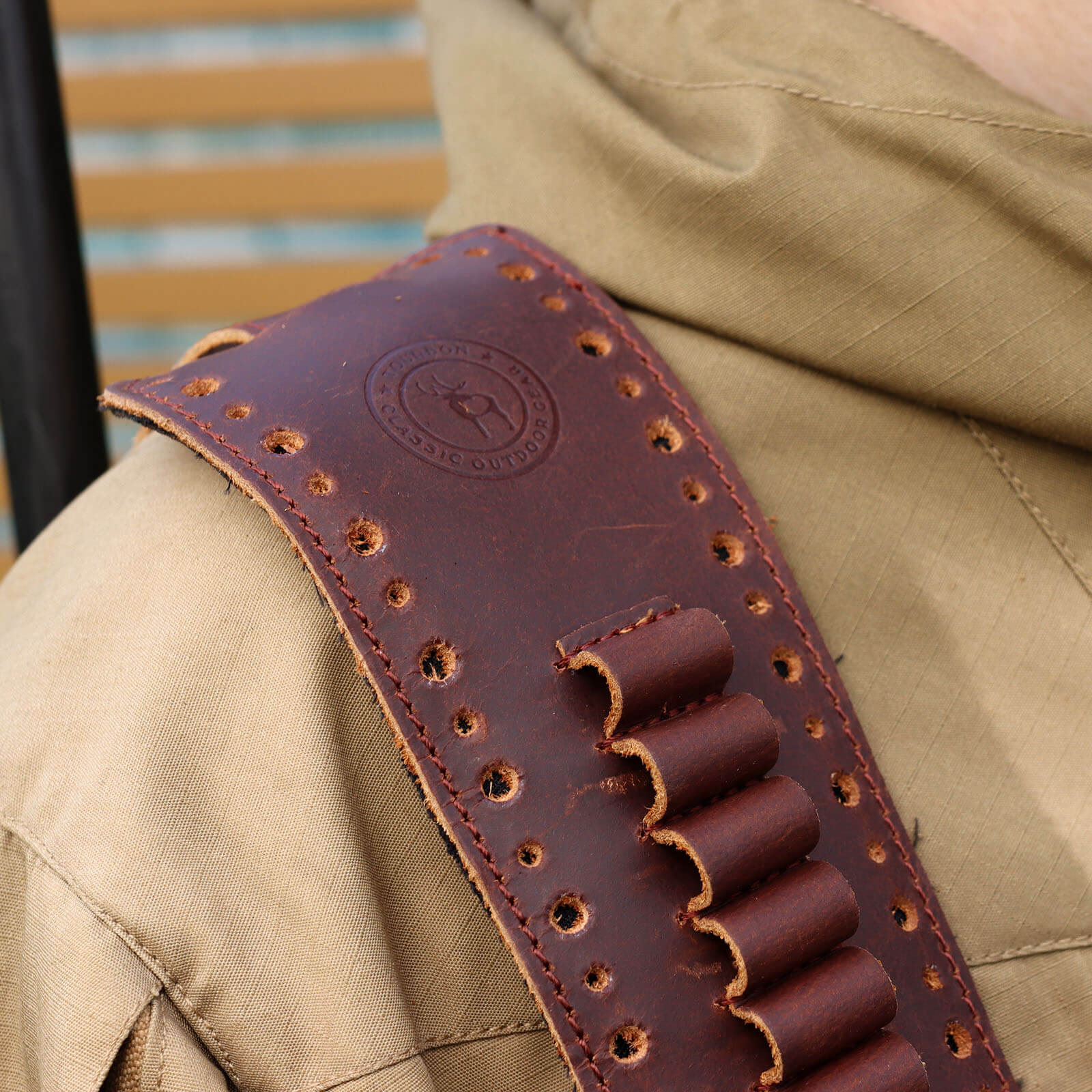 TOURBON Genuine Hunting Leather Sling Soft Padded 