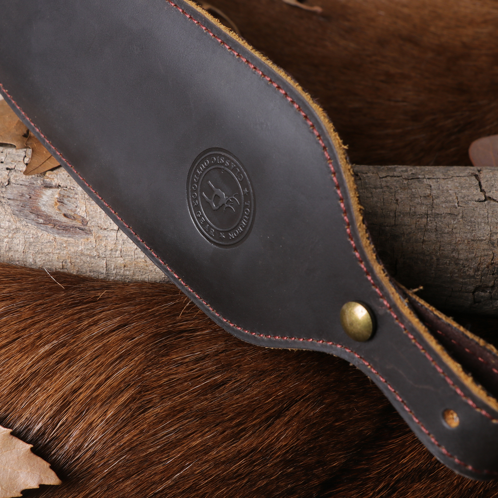 Tourbon Buffalo Leather Rifle Sling Shotgun Strap Metal Swivels Set