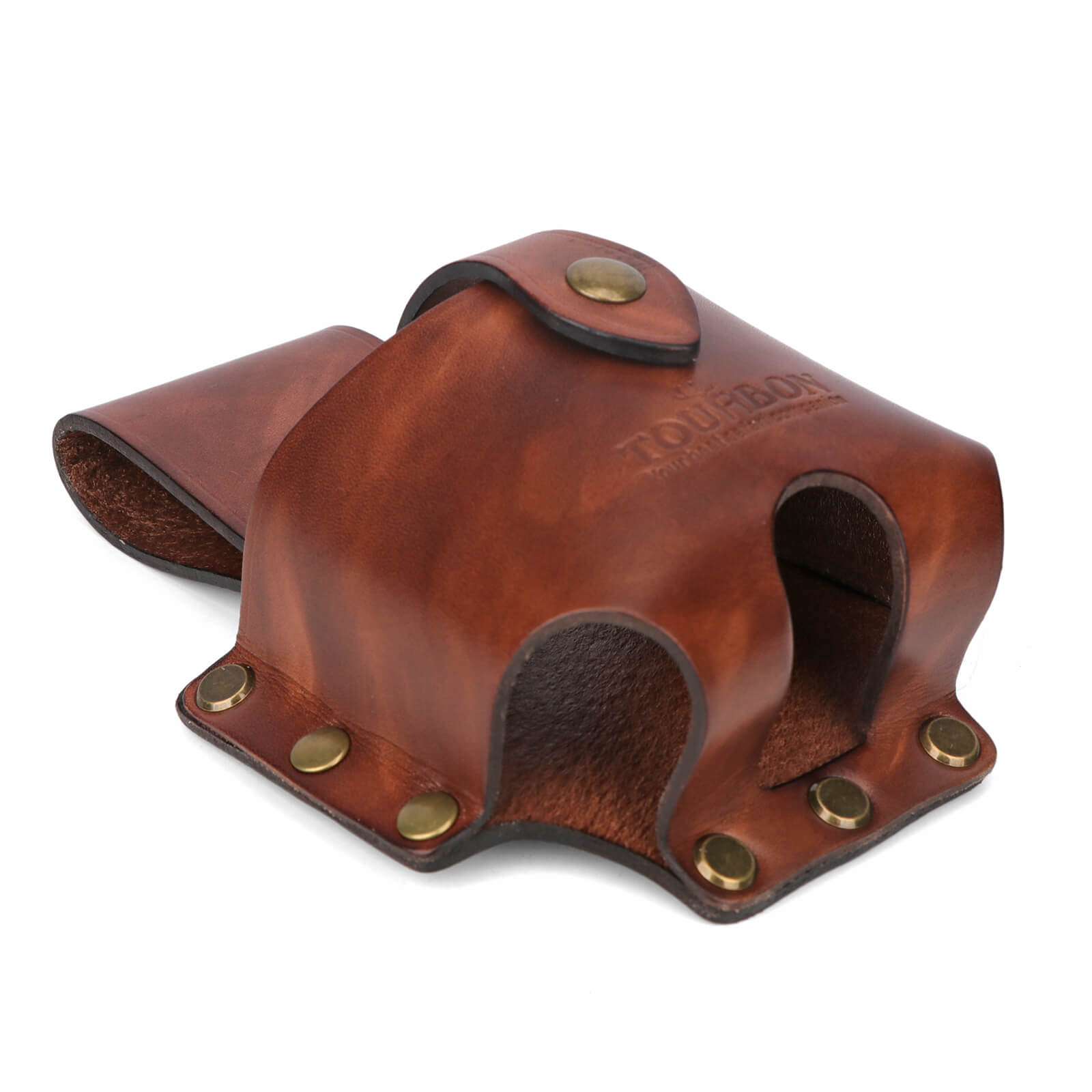 TOURBON Genuine Leather Tape Measure Holder Tool Holster Pouch Brown