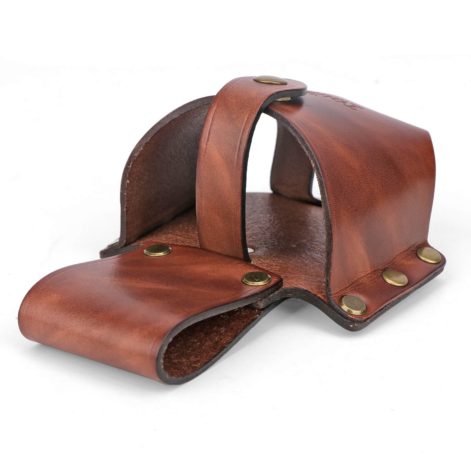 TOURBON Genuine Leather Tape Measure Holder Tool Holster Pouch Brown