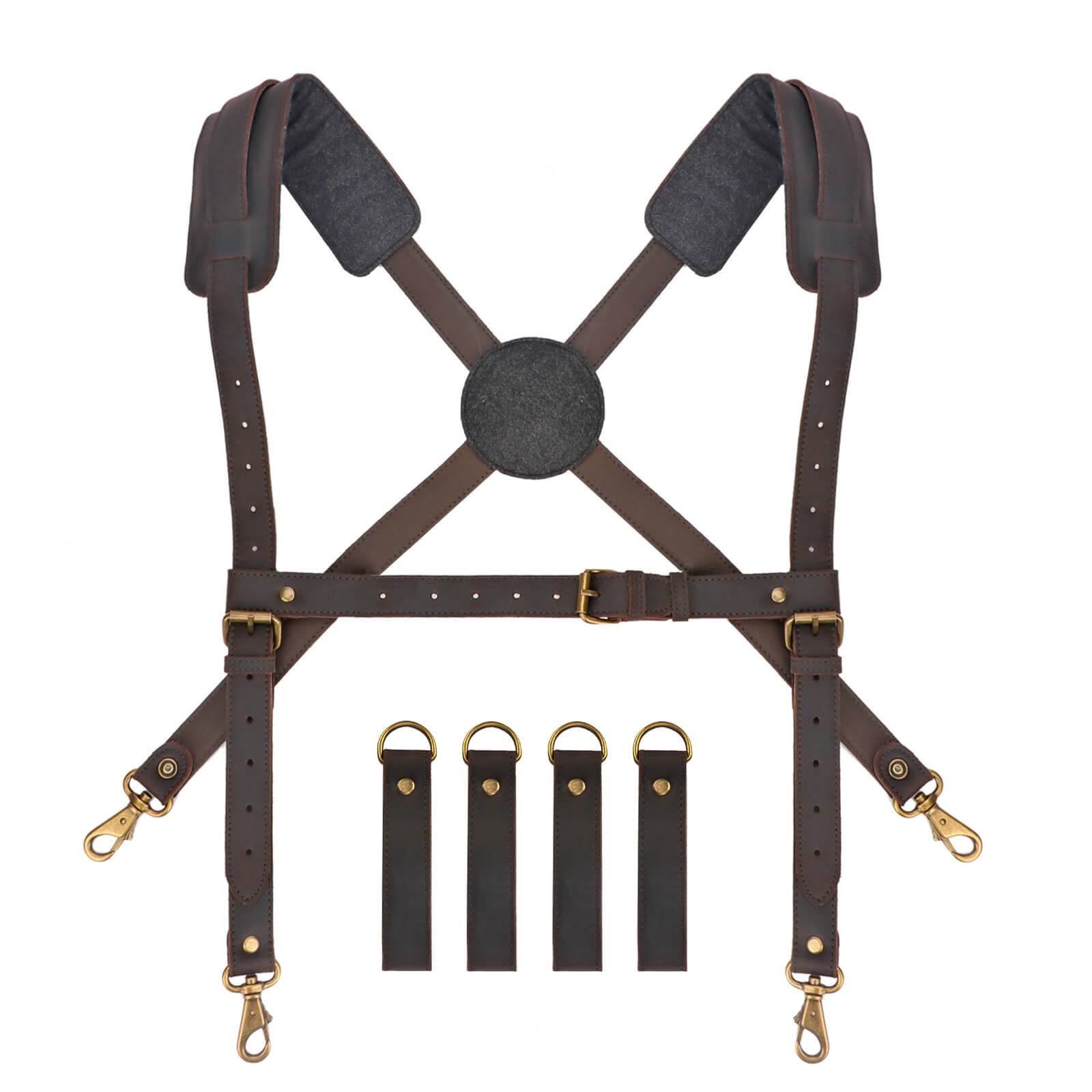 Tourbon Leather Logging Belt Kit Tool Belts for Tree Cutting Electricians Construction Workers
