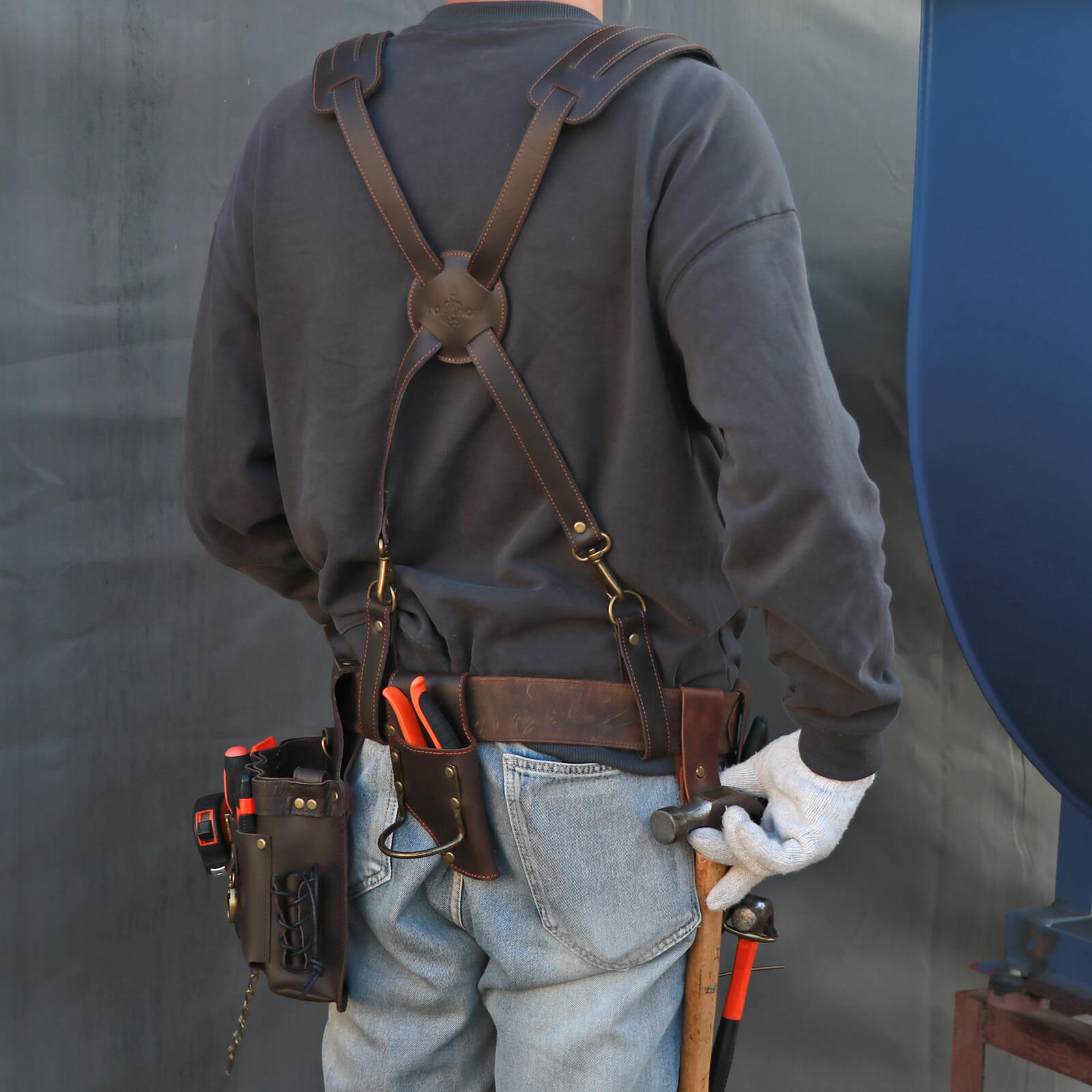 Tourbon Leather Logging Belt Kit Tool Belts for Tree Cutting Electricians Construction Workers