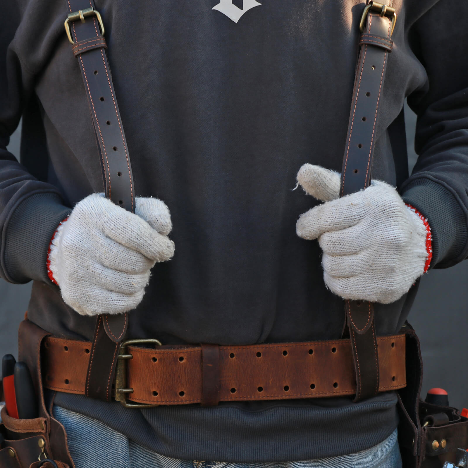 Tourbon Leather Logging Belt Kit Tool Belts for Tree Cutting Electricians Construction Workers