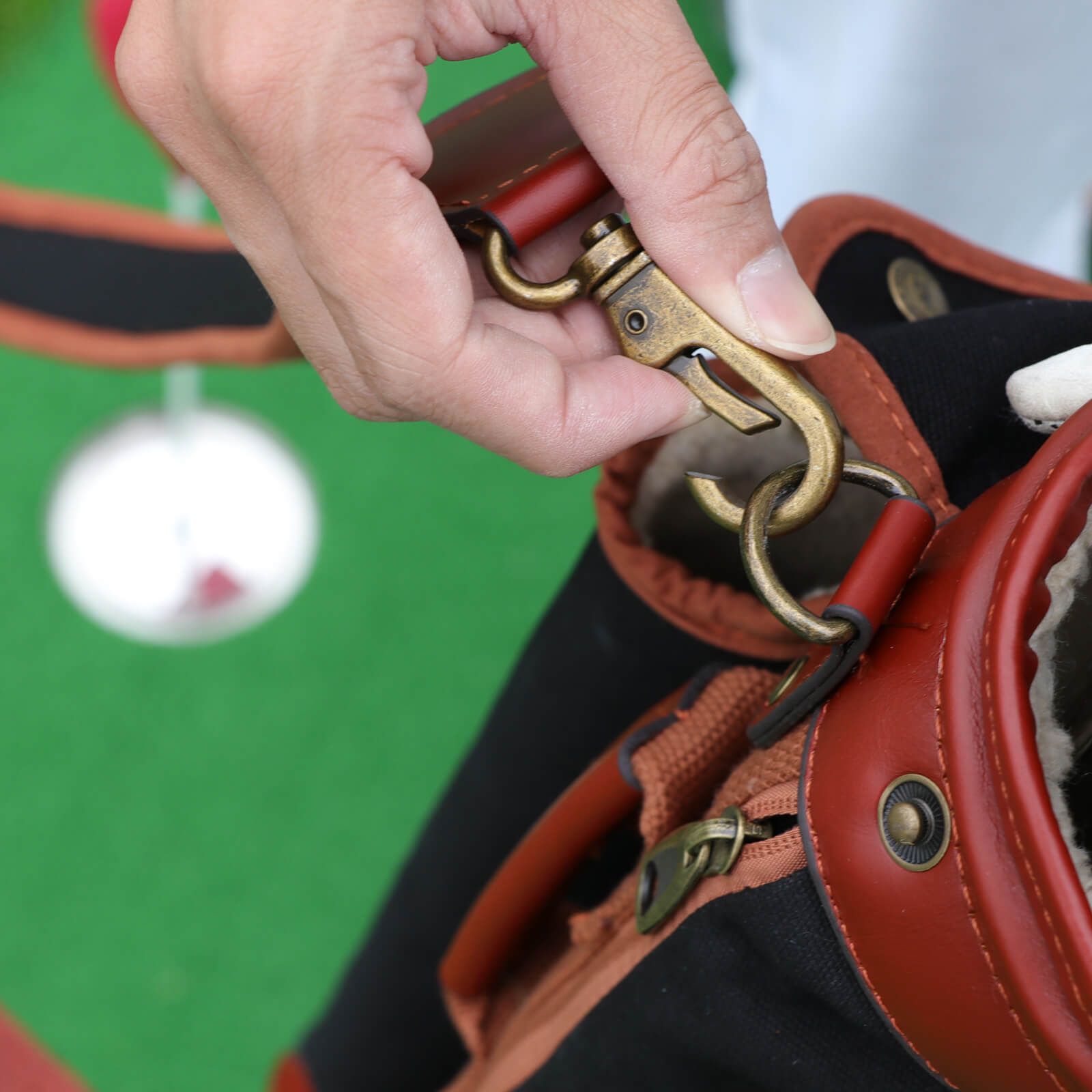 TOURBON Retro Canvas & Leather Golf Club Pencil Travel Bag