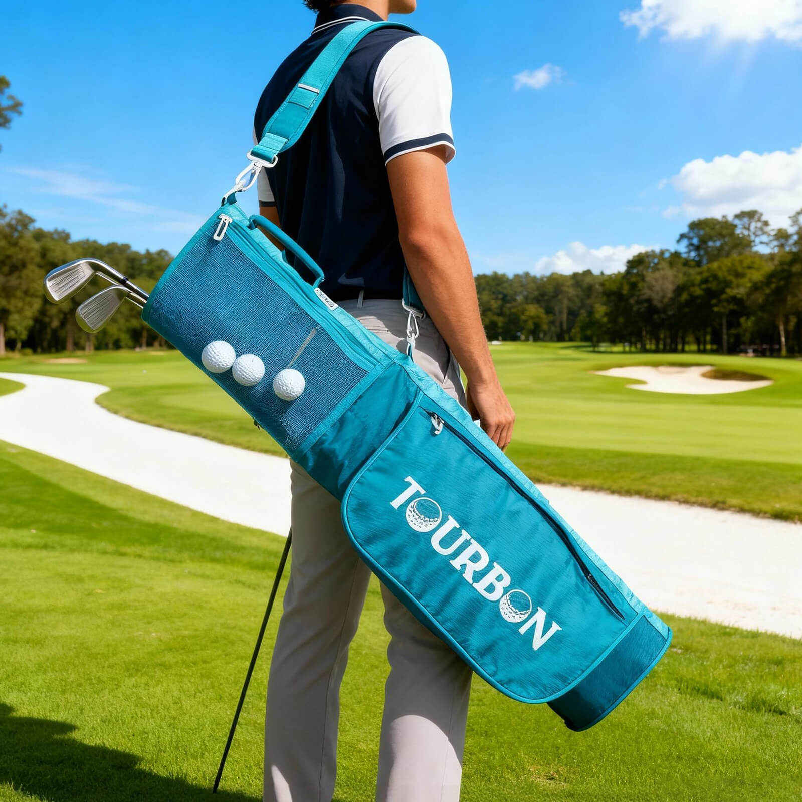 TOURBON Lightweight Golf Carry Bag Driving Range Golf Bag