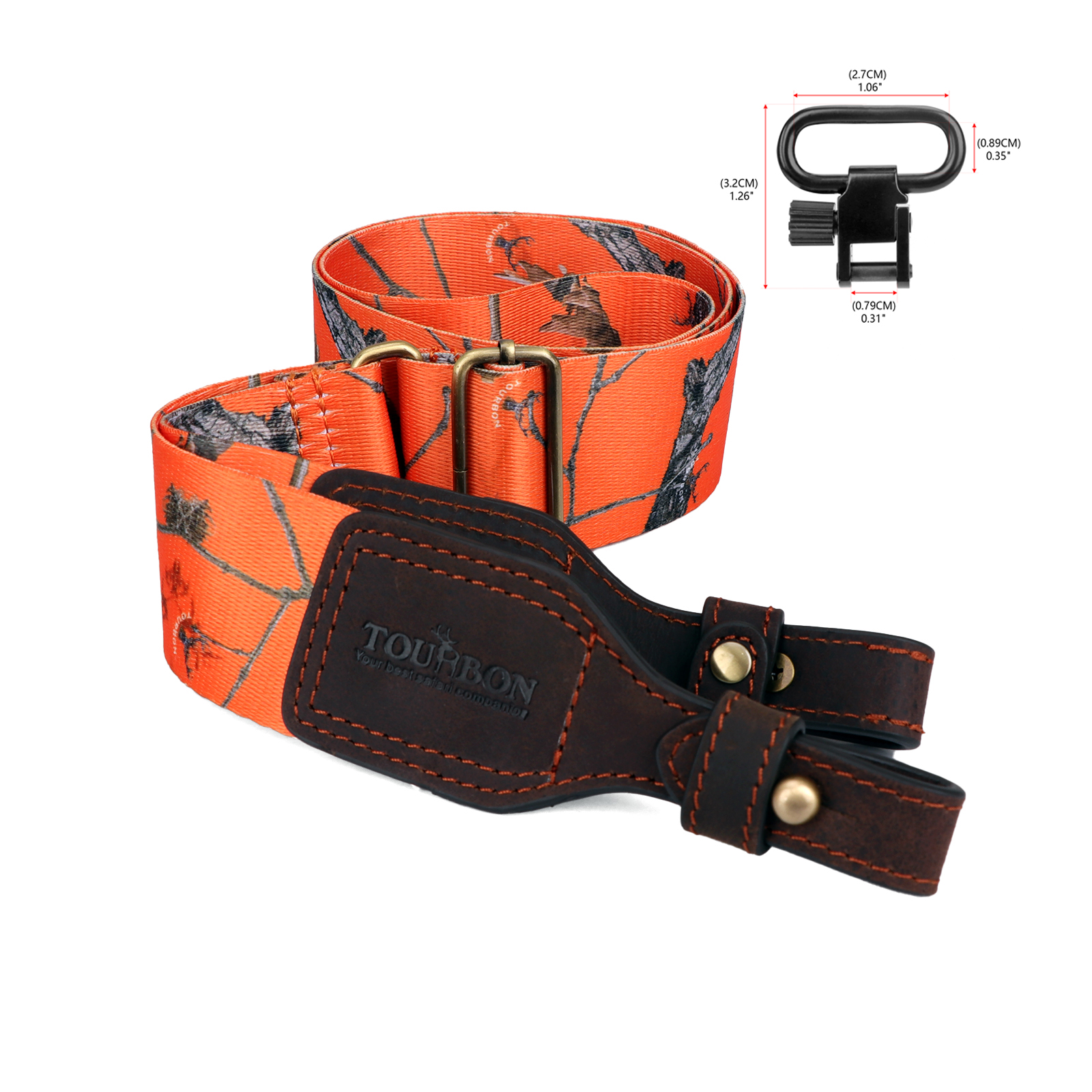 TOURBON Hunting Sling 2" Cotton Webbing and Genuine Leather