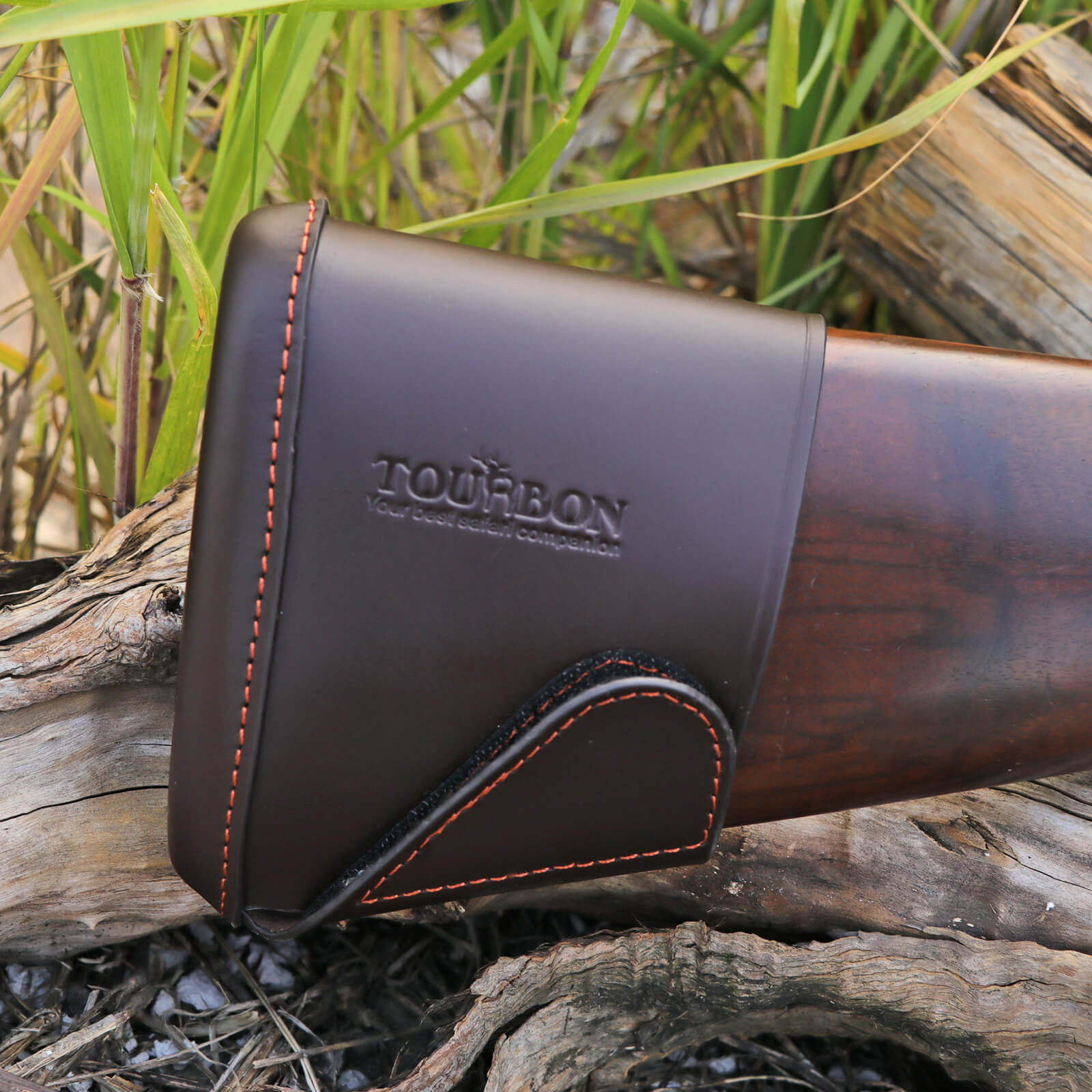 TOURBON Vintage Leather Buttstock Extension Slip On Recoil Pad