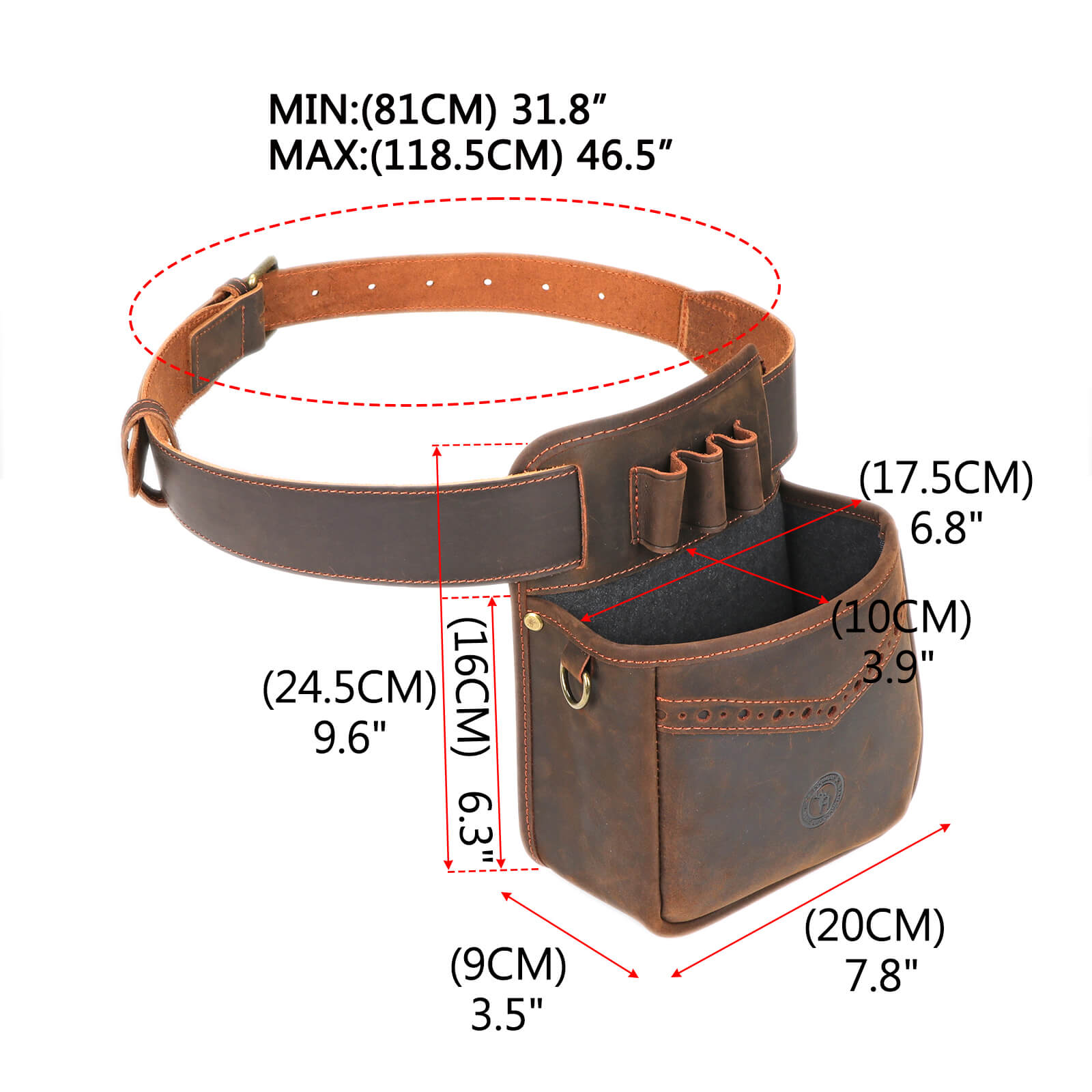 TOURBON Vintage Genuine Leather Trap Shooting Bag