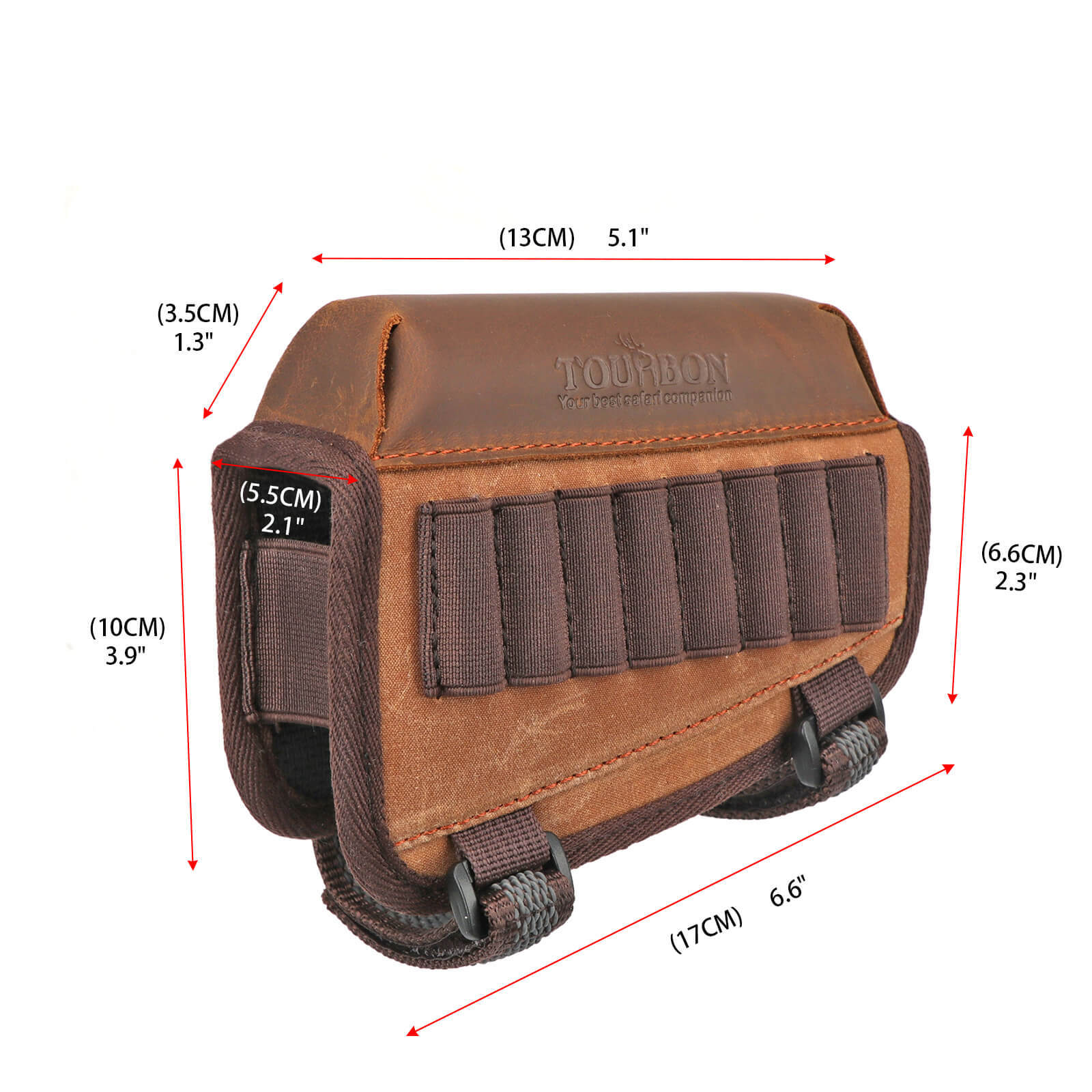 TOURBON Hunting Shooting Buttstock Cheek Rest Pad Rifle Ammo Holder - Leather for Left Hand People
