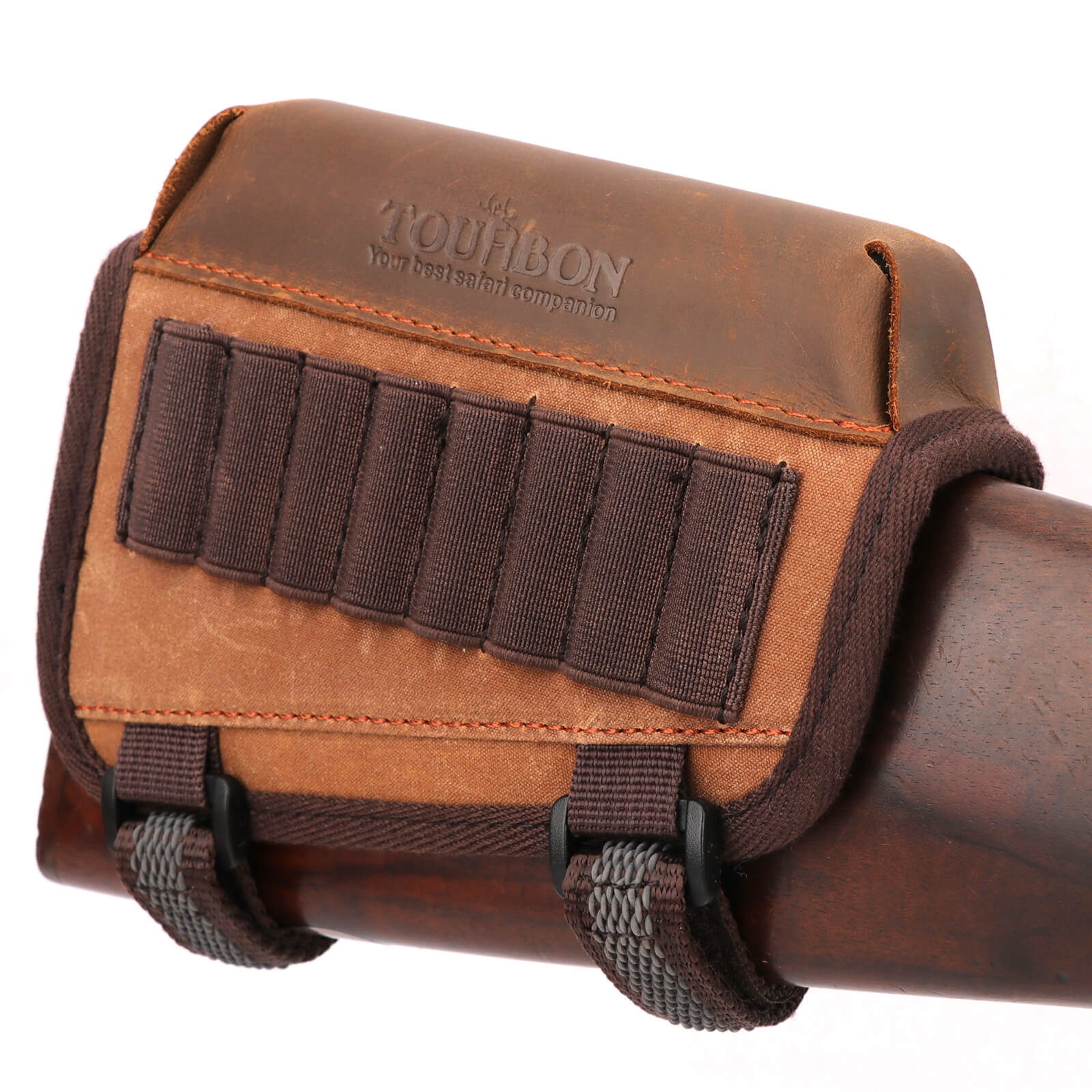 TOURBON Hunting Buttstock Cheek Rest Pad Shell Holder - Canvas and Leather
