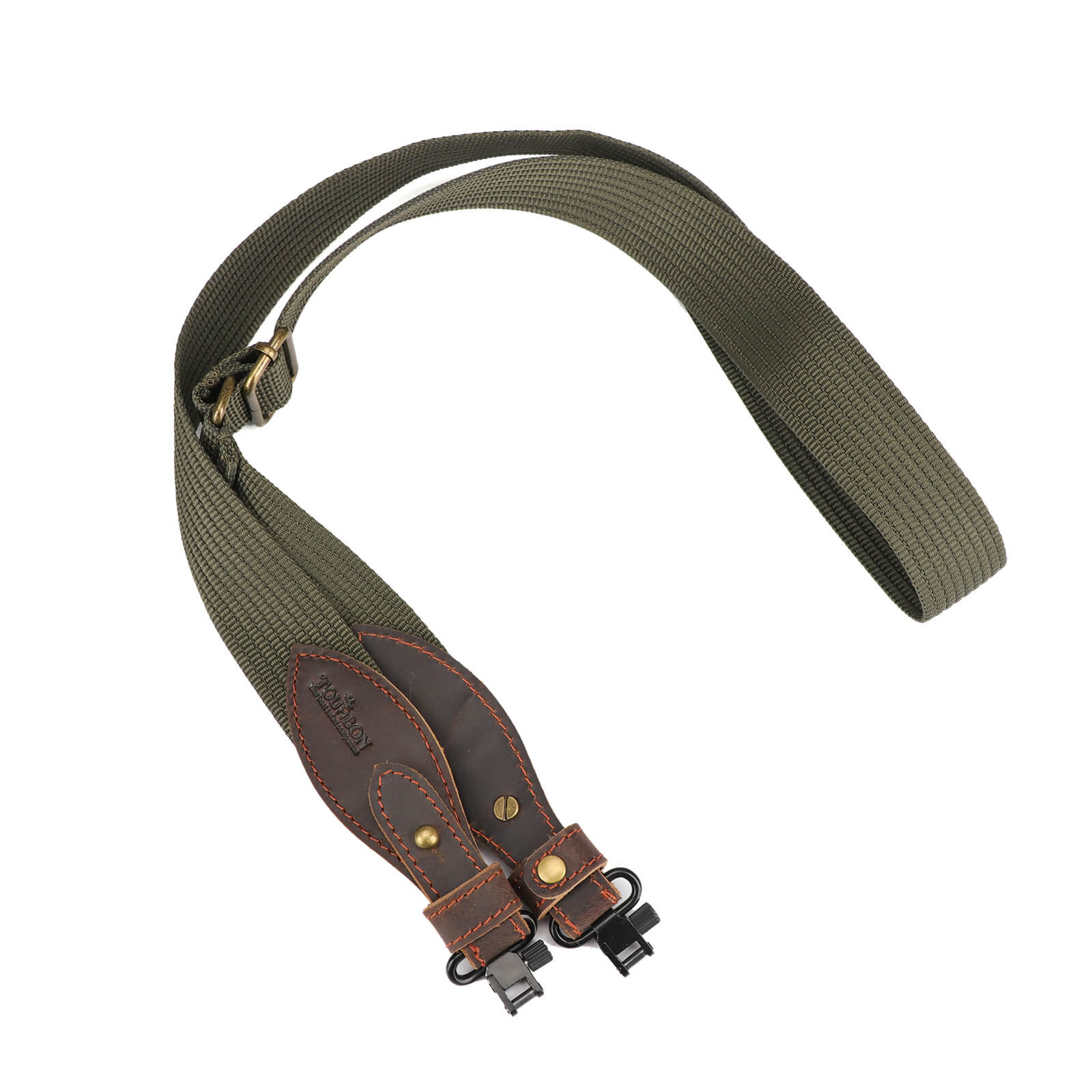 TOURBON Hunting Sling 1.5" Cotton Webbing and Genuine Leather(Randomly Color)