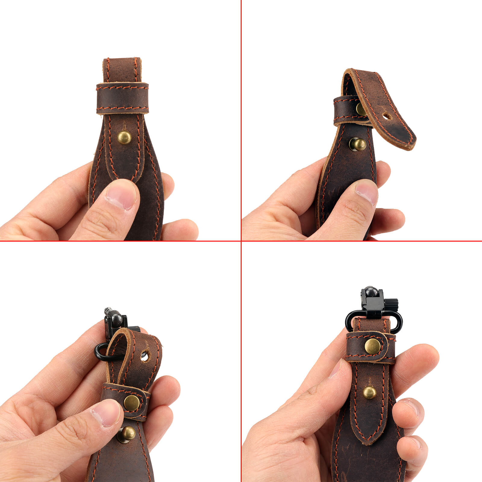 TOURBON Hunting Sling 1.5" Cotton Webbing and Genuine Leather(Randomly Color)