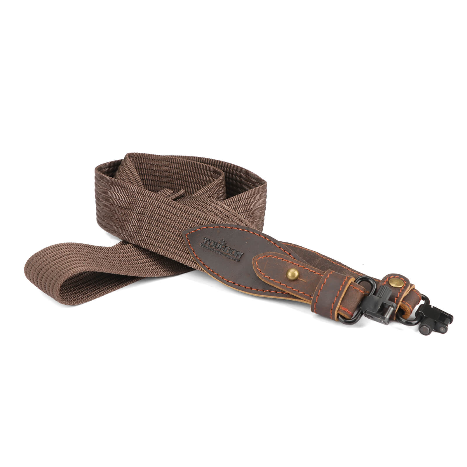 TOURBON Hunting Sling 1.5" Cotton Webbing and Genuine Leather(Randomly Color)