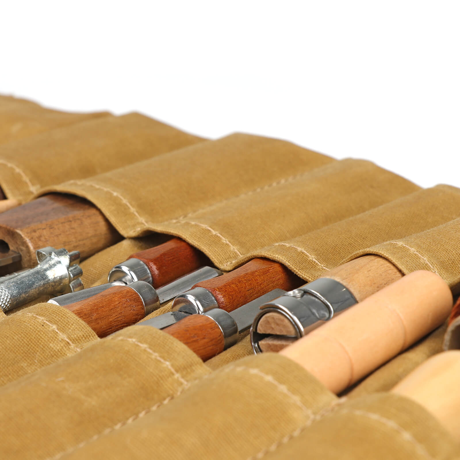 TOURBON Waxed Canvas Roll up Pouch 15 Pockets Hand Tools Organizer 