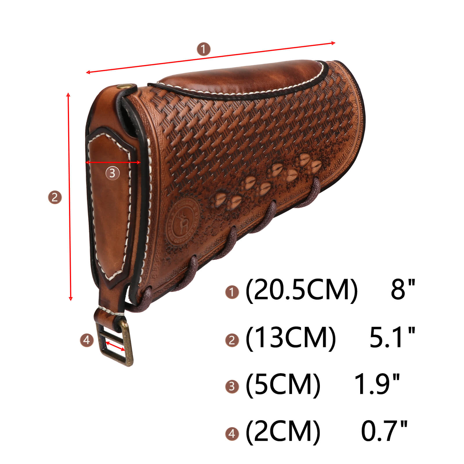 TOURBON Vintage Leather No Drill Cheek Rest Buttstock Protective Pouch