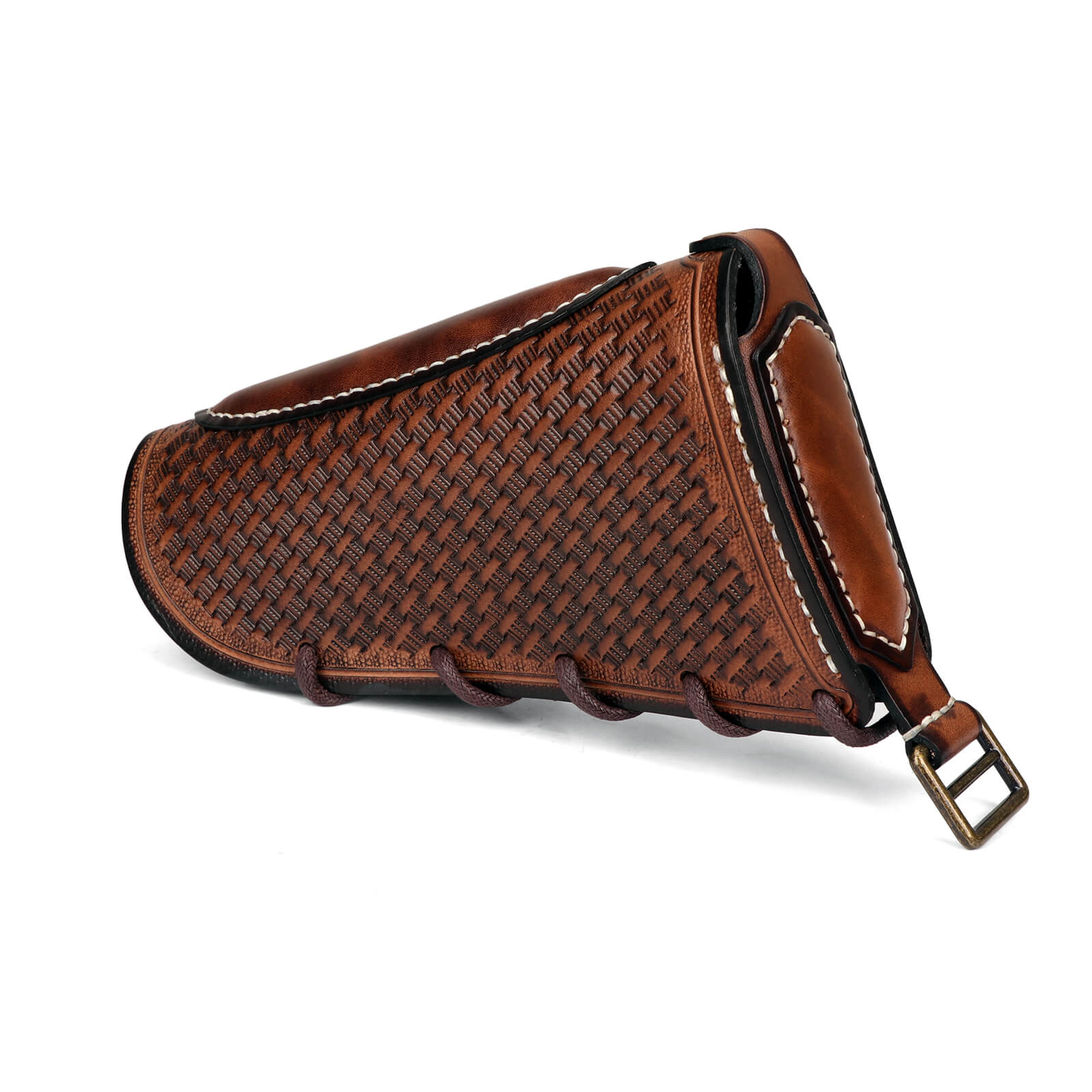 TOURBON Vintage Leather No Drill Cheek Rest Buttstock Protective Pouch