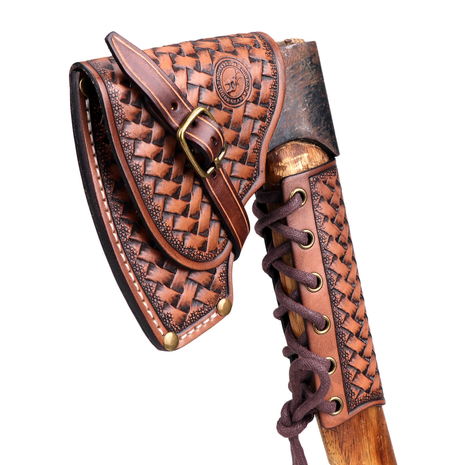 TOURBON Leather Axe Head Cover Handle Guard Collar Protector  (1 Set)