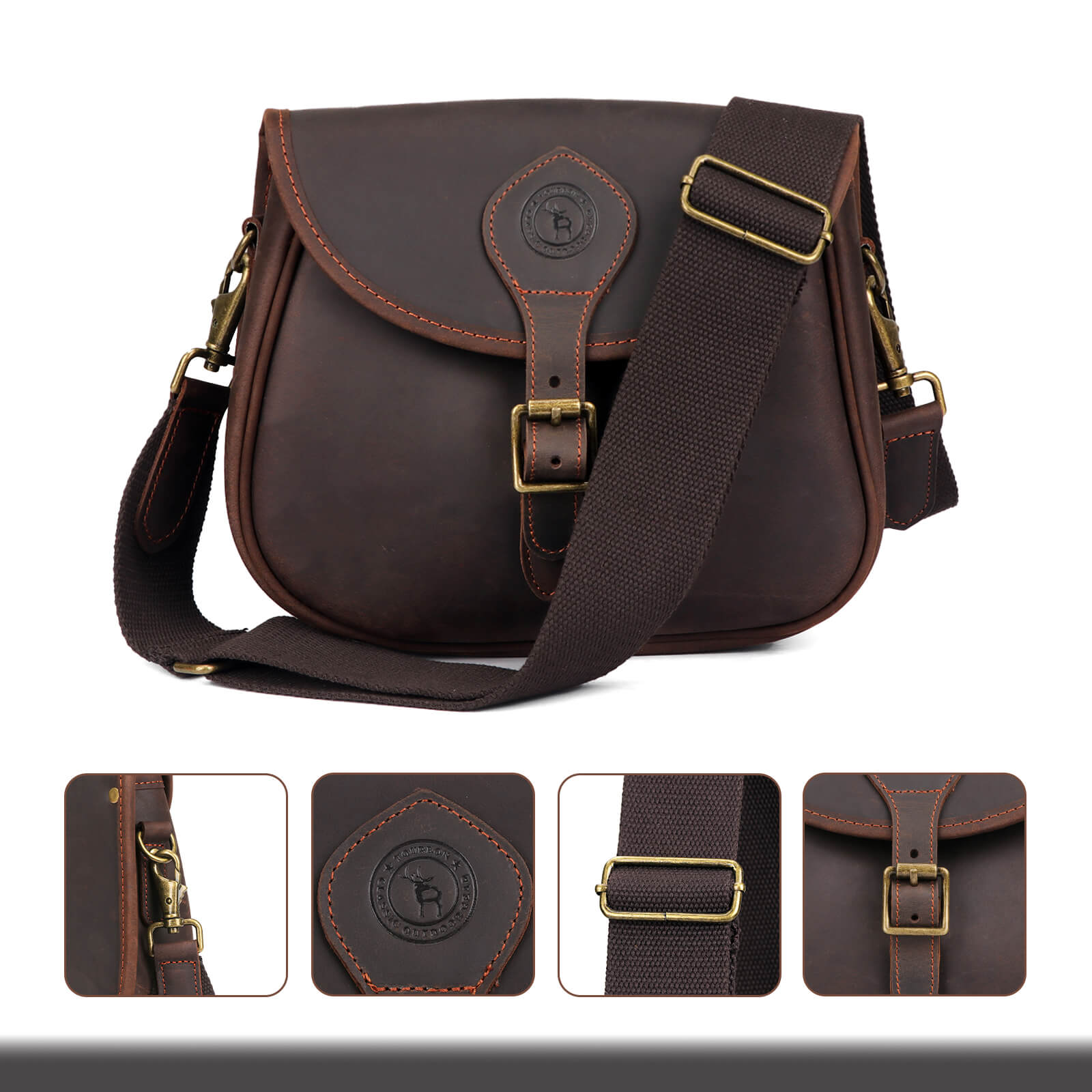 TOURBON Vintage Leather Shooting Bag 12GA 20GA 16GA 28GA 